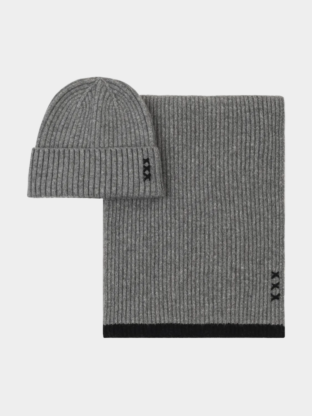 Rib Stitch Cuff Beanie & Scarf Box Set