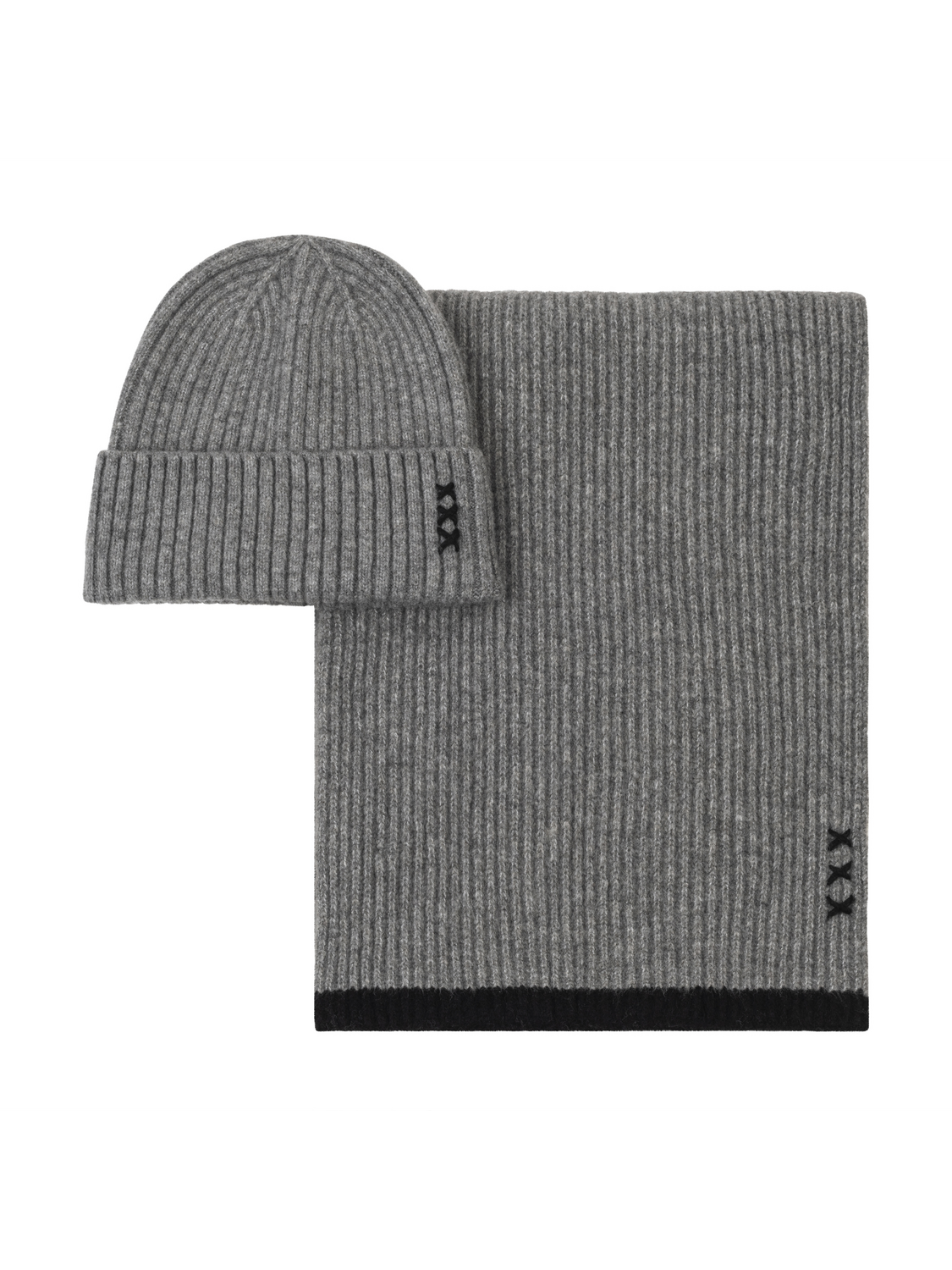 Rib Stitch Cuff Beanie & Scarf Box Set