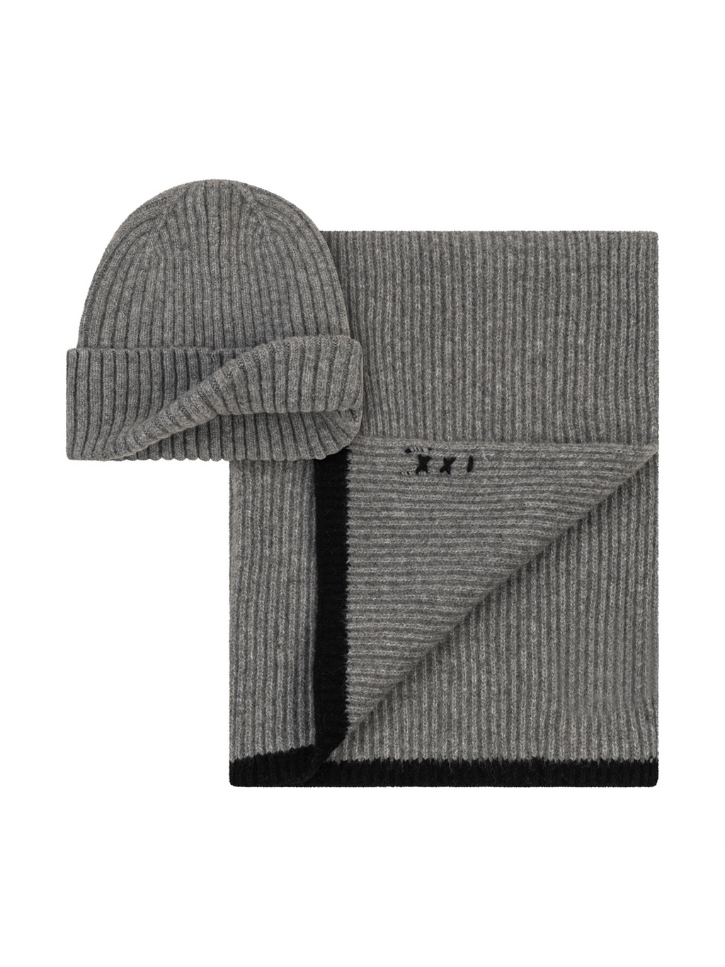 Rib Stitch Cuff Beanie & Scarf Box Set