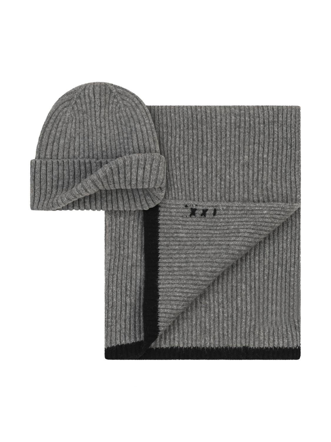 Rib Stitch Cuff Beanie & Scarf Box Set