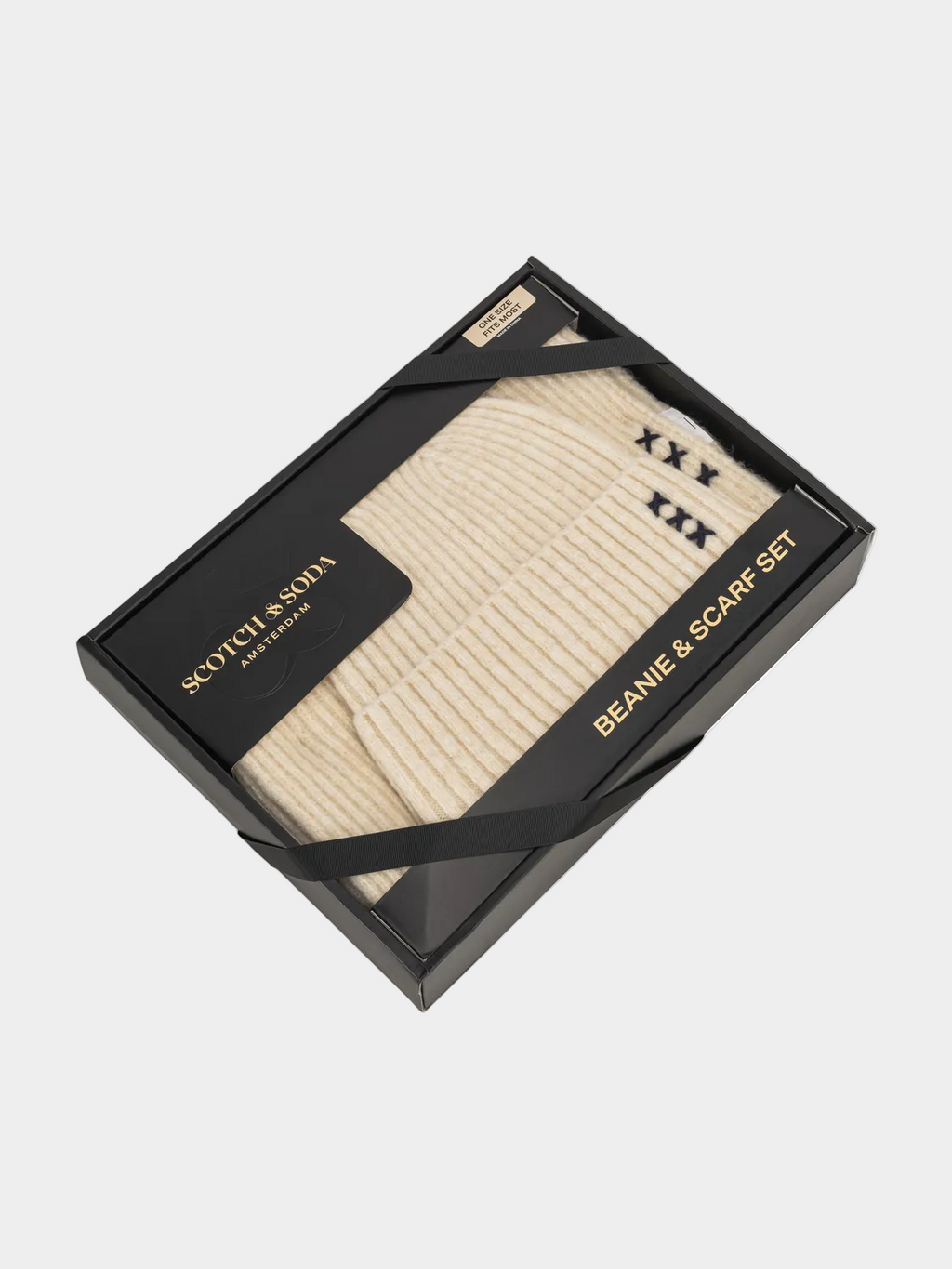 Rib Stitch Cuff Beanie & Scarf Box Set