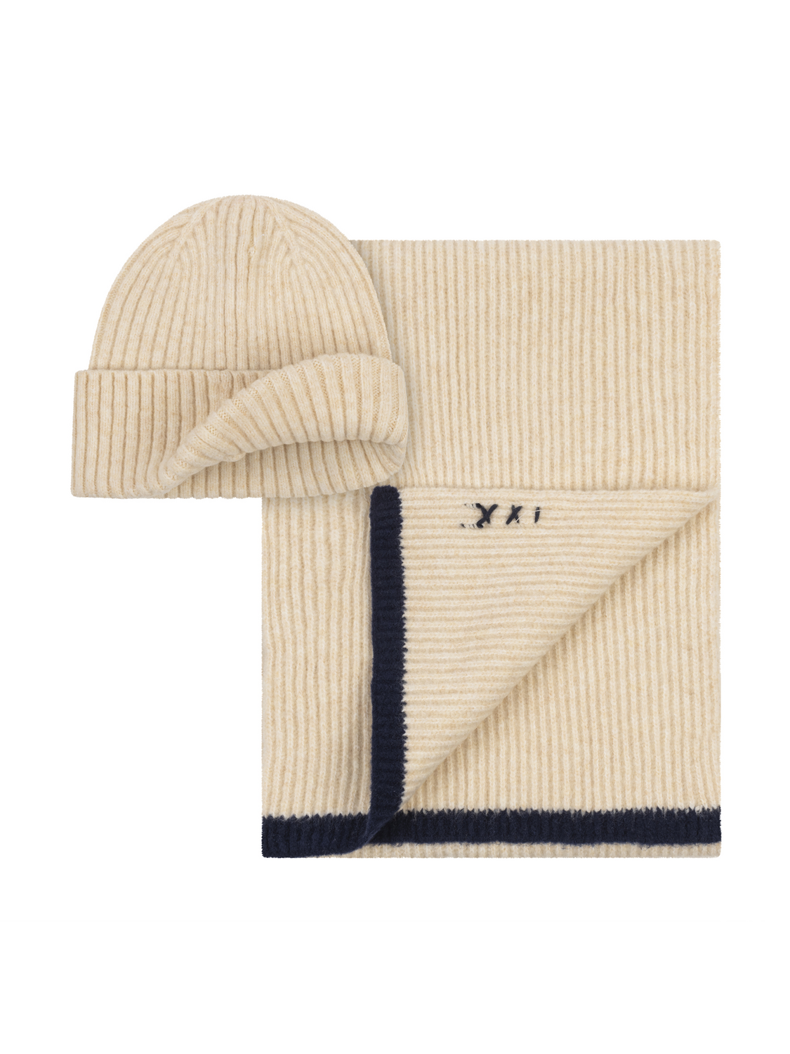 Rib Stitch Cuff Beanie & Scarf Box Set