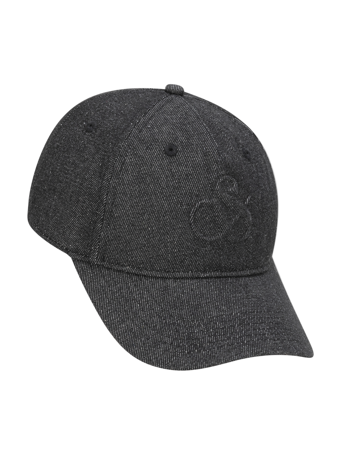 Dark gray baseball cap with a logo on a white background