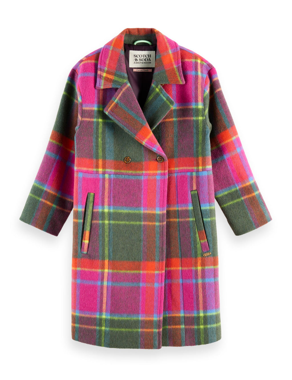 Girls' Oversized rainbow wool coat