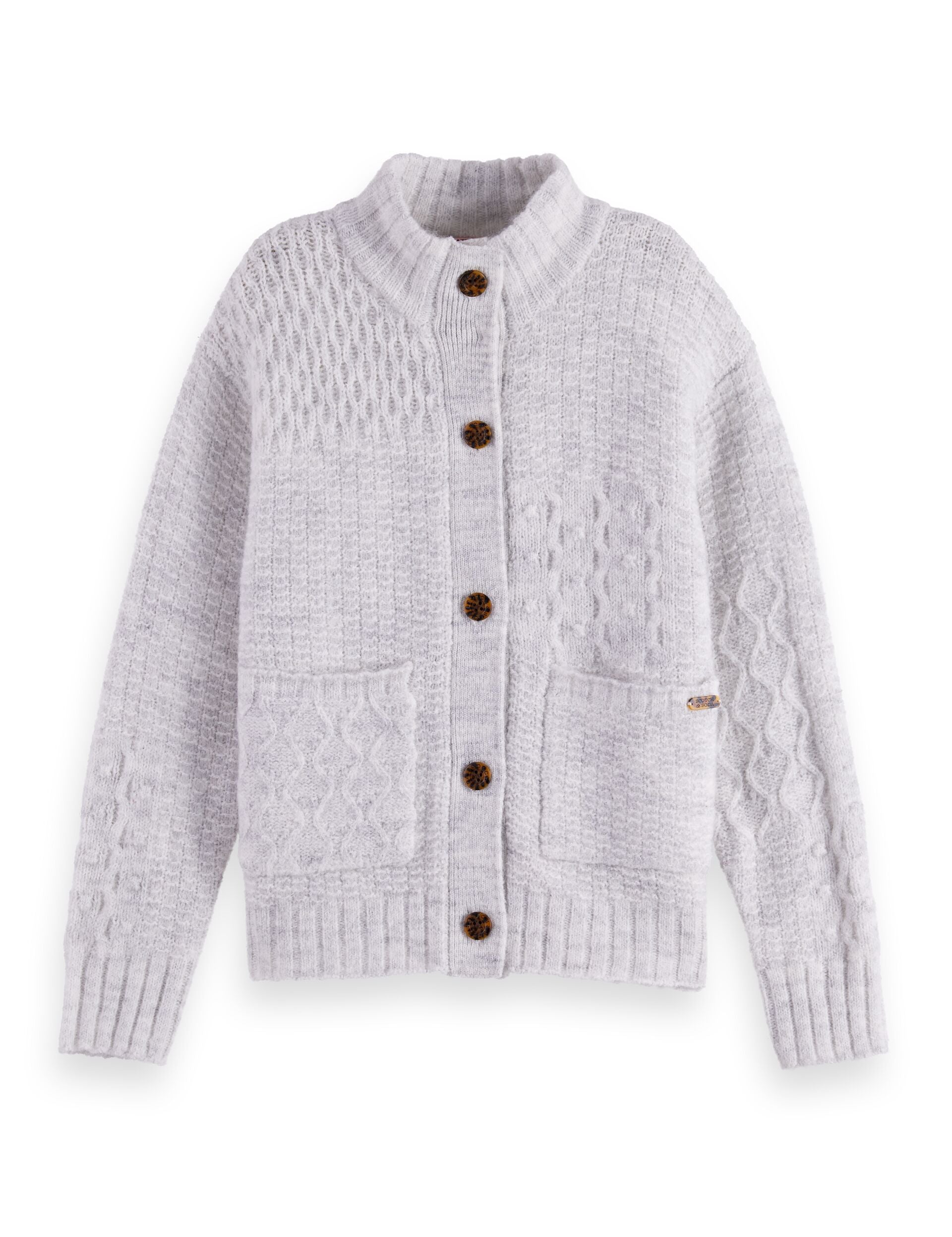 Girls' Patchwork melange alpaca-blend cardigan