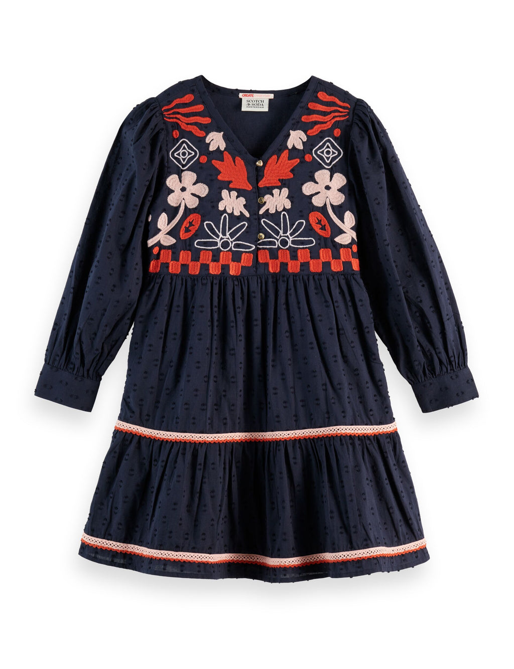 Girls' Clip jacquard embroidered dress