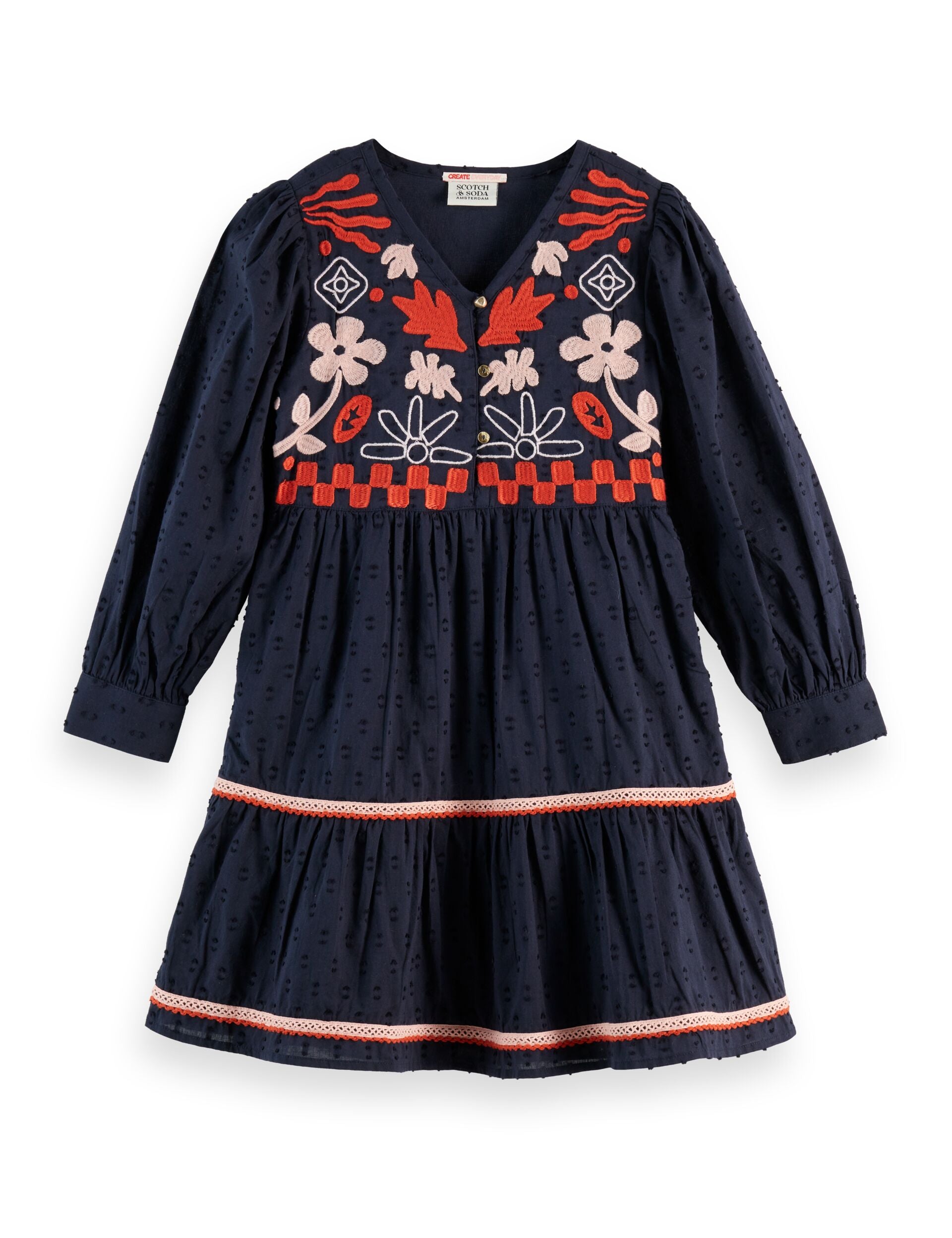 Girls' Clip jacquard embroidered dress