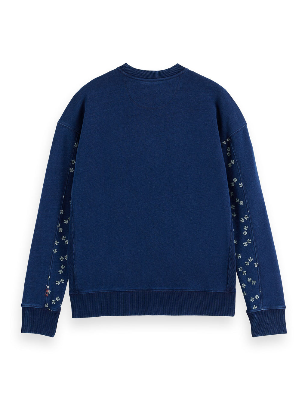 Indigo crew neck sweat with print details
