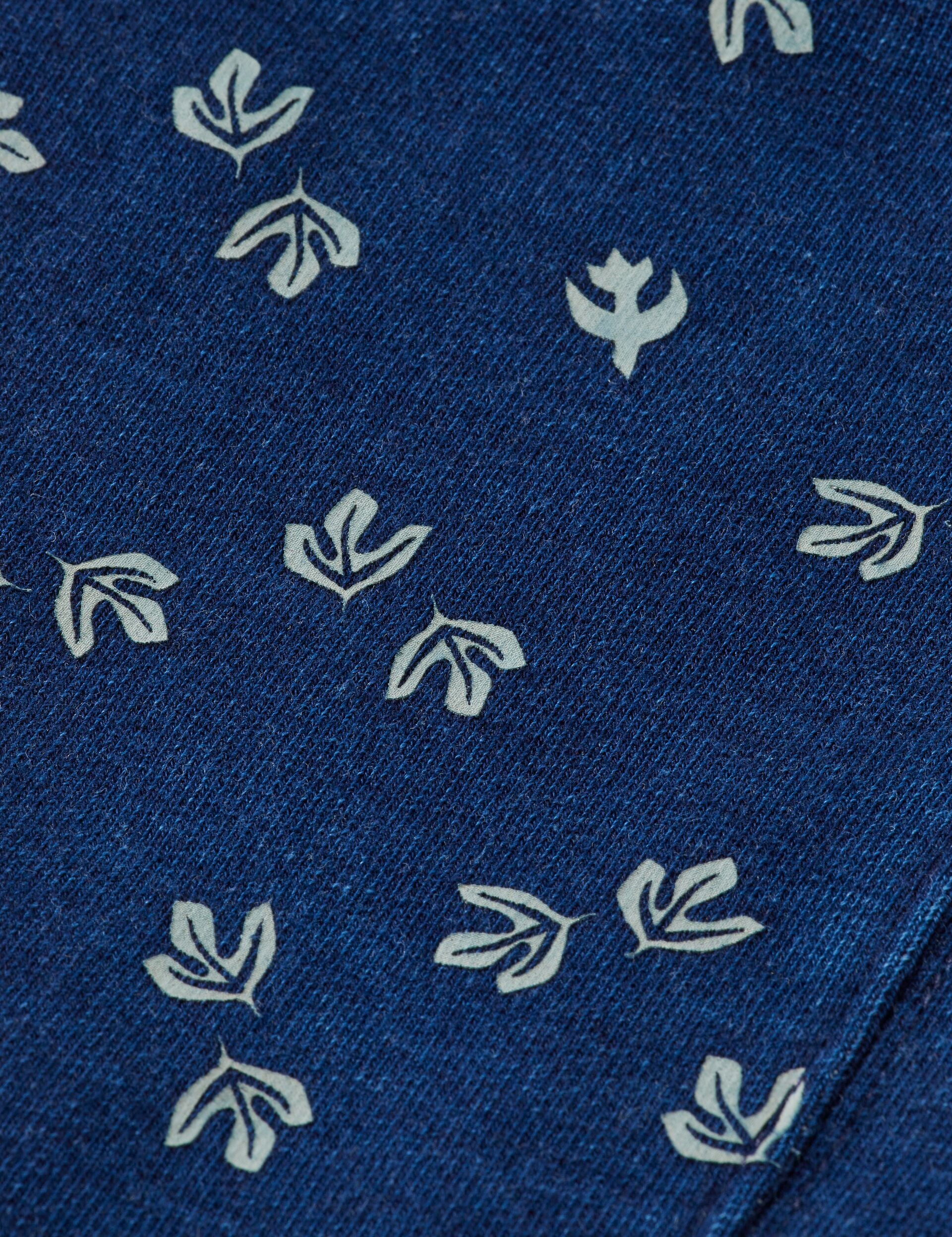 Indigo crew neck sweat with print details