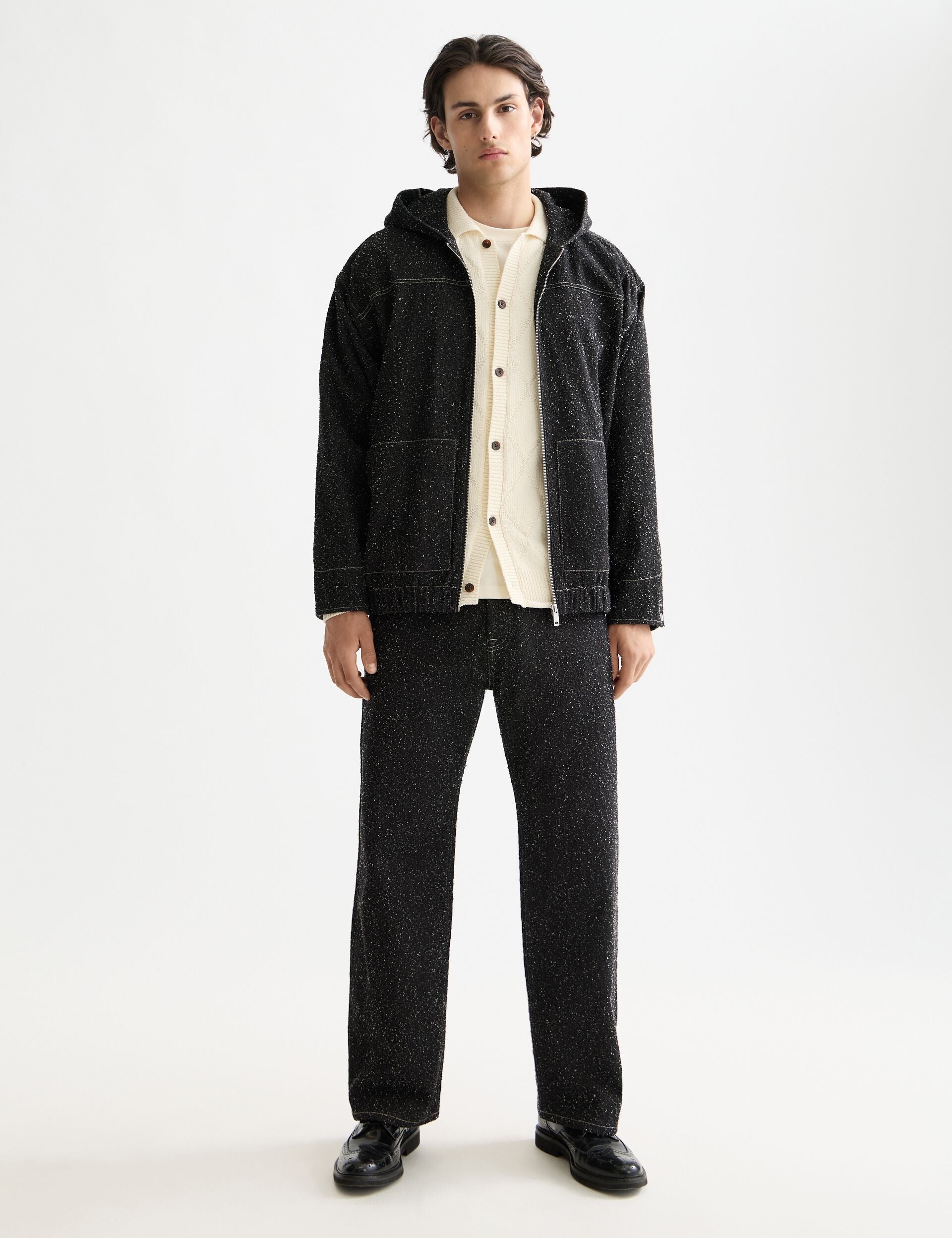 Hooded denim jacket — Black Snow