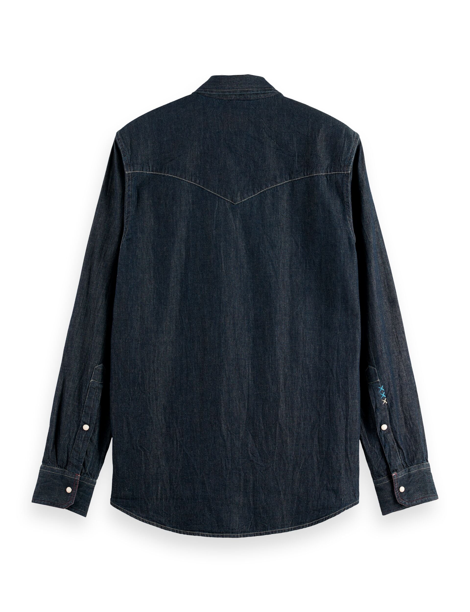 Regular fit western shirt in dark denim — Paint It Blauw