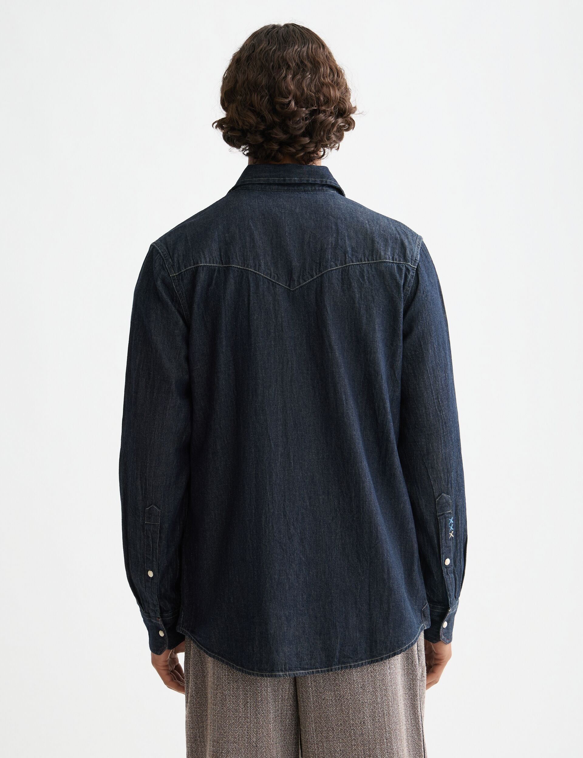 Regular fit western shirt in dark denim — Paint It Blauw