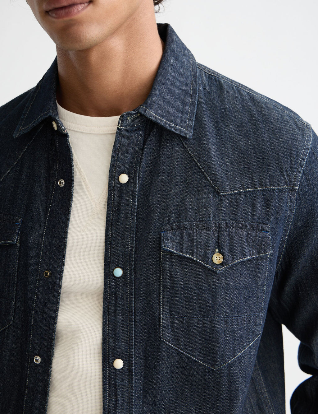 Regular fit western shirt in dark denim — Paint It Blauw