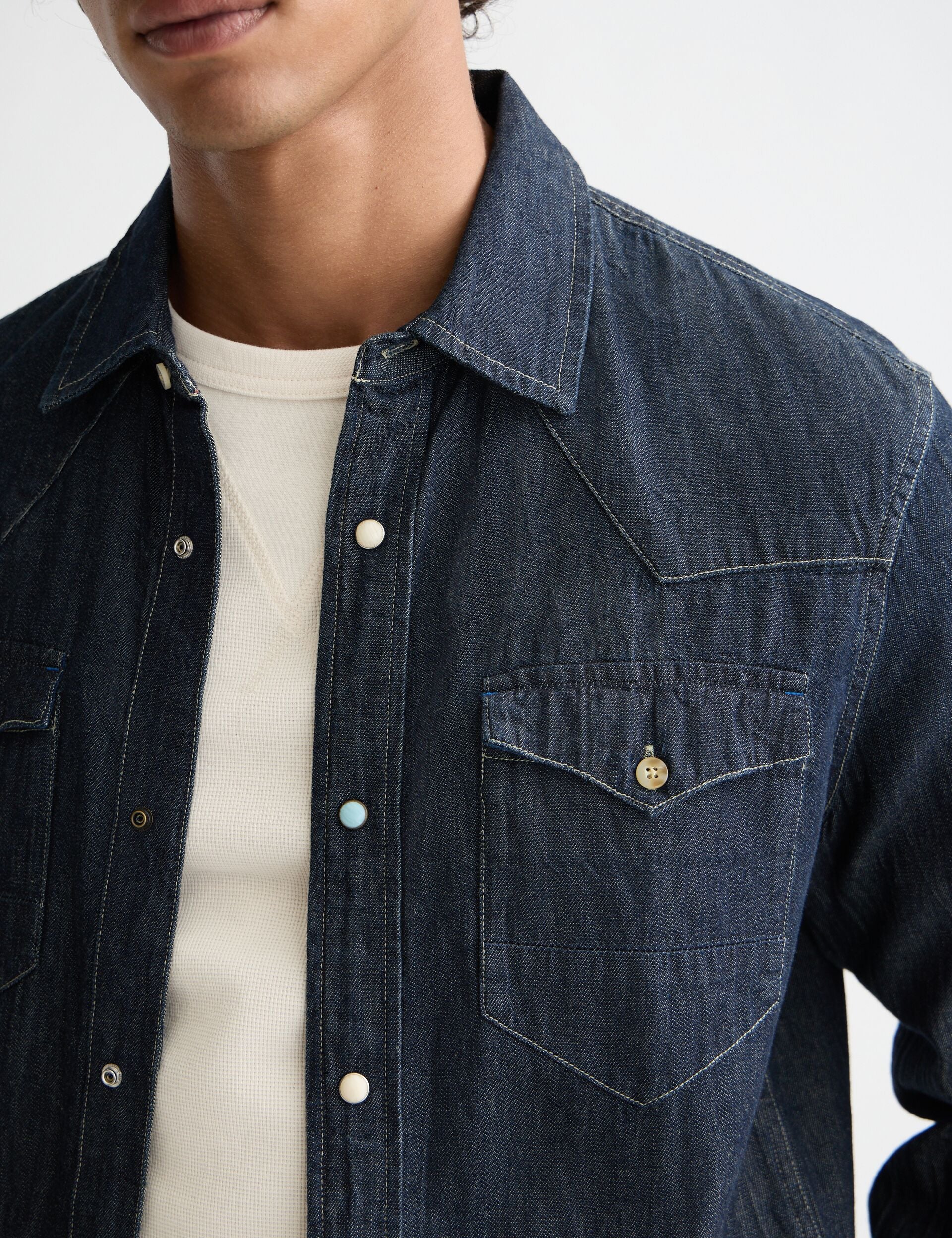 Regular fit western shirt in dark denim — Paint It Blauw