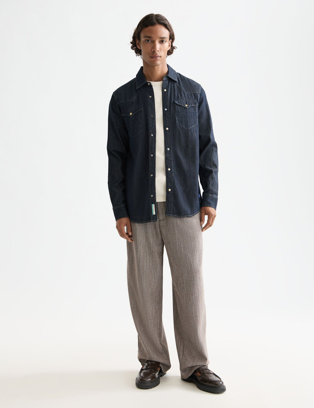 Regular fit western shirt in dark denim — Paint It Blauw