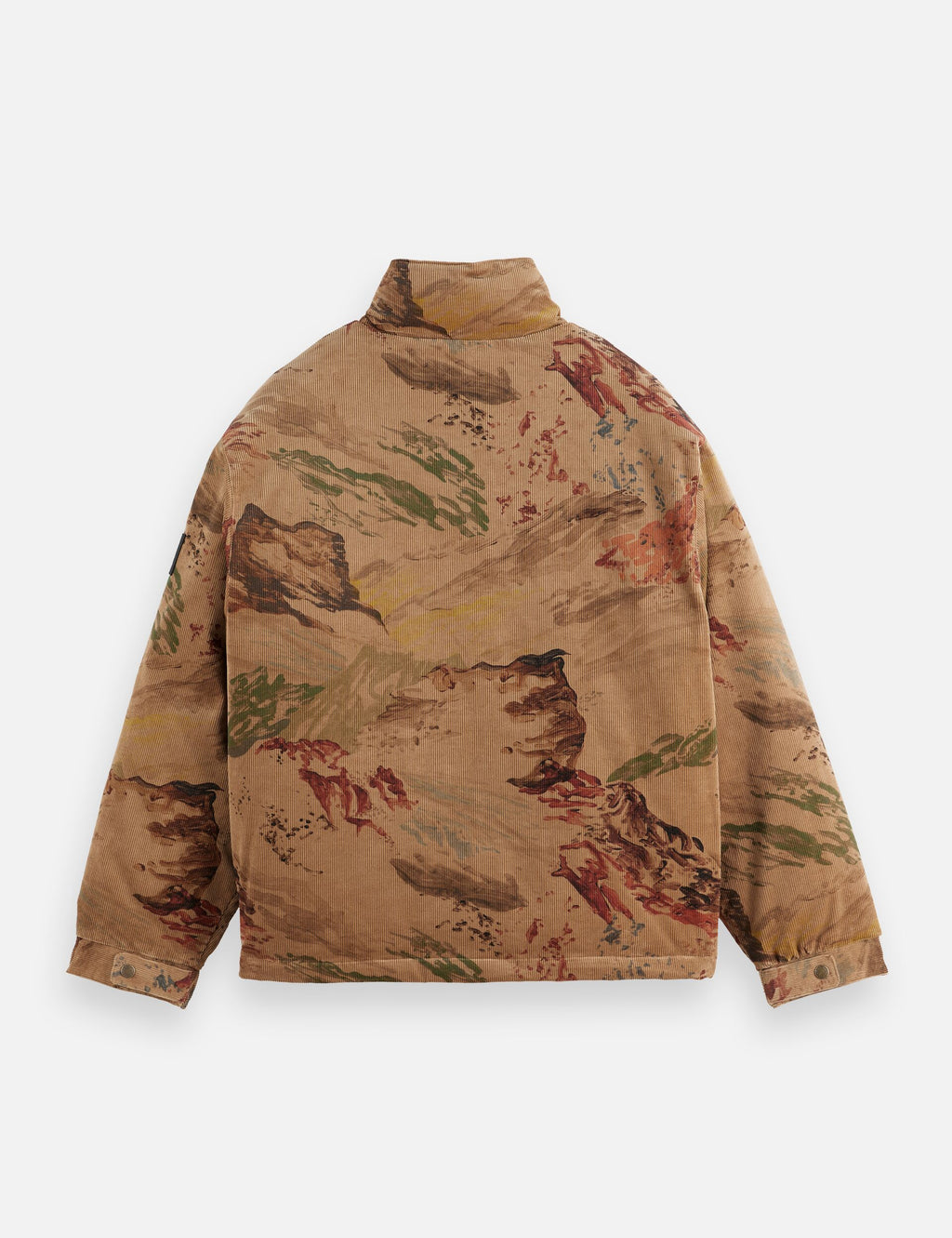 Mountain print corduroy puffer