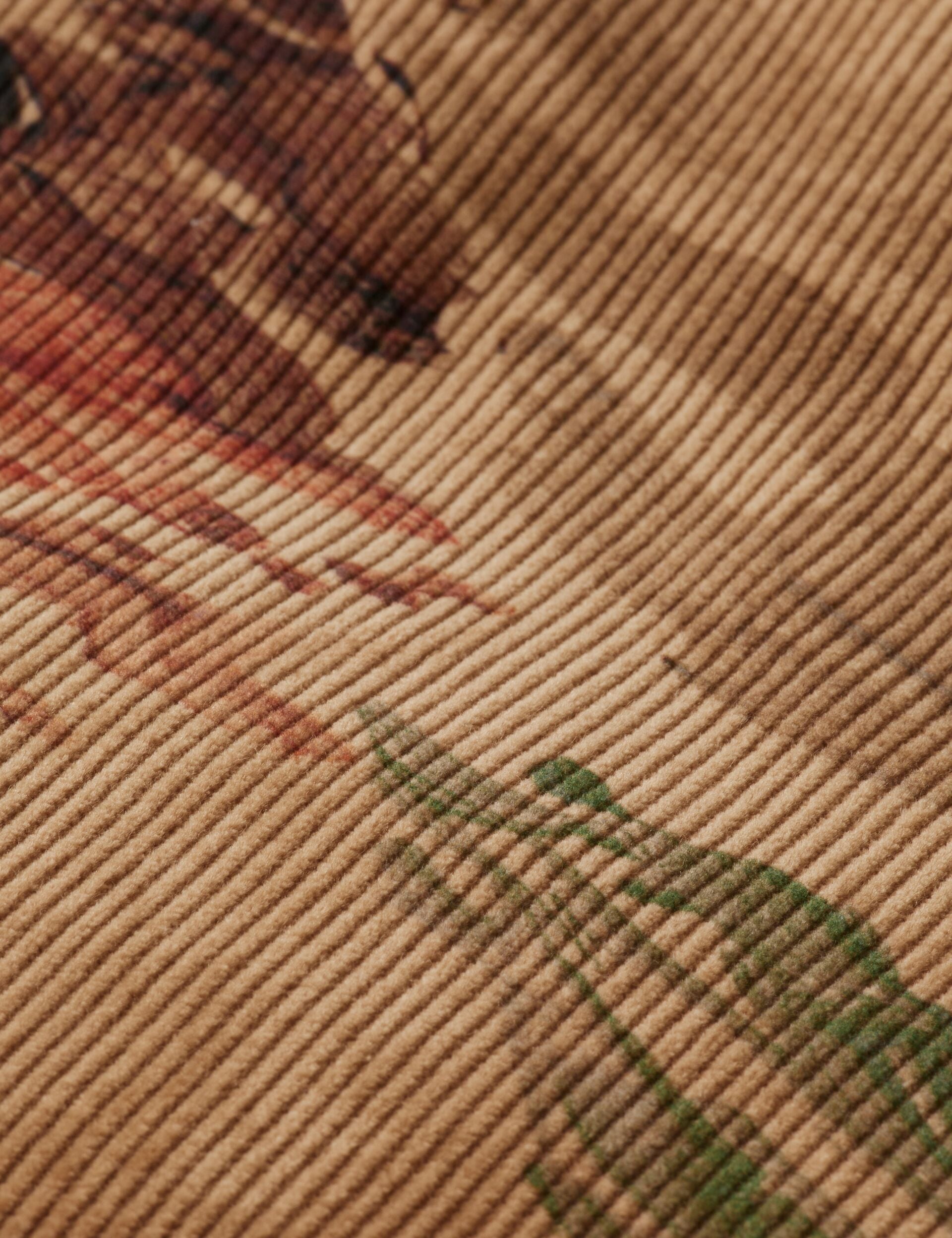 Mountain print corduroy puffer