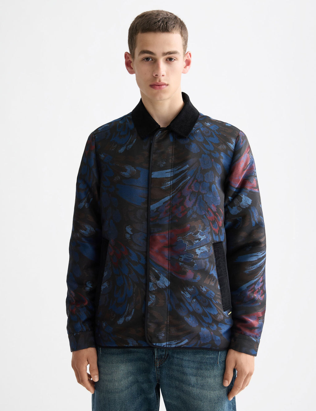 Jacquard feathers blouson