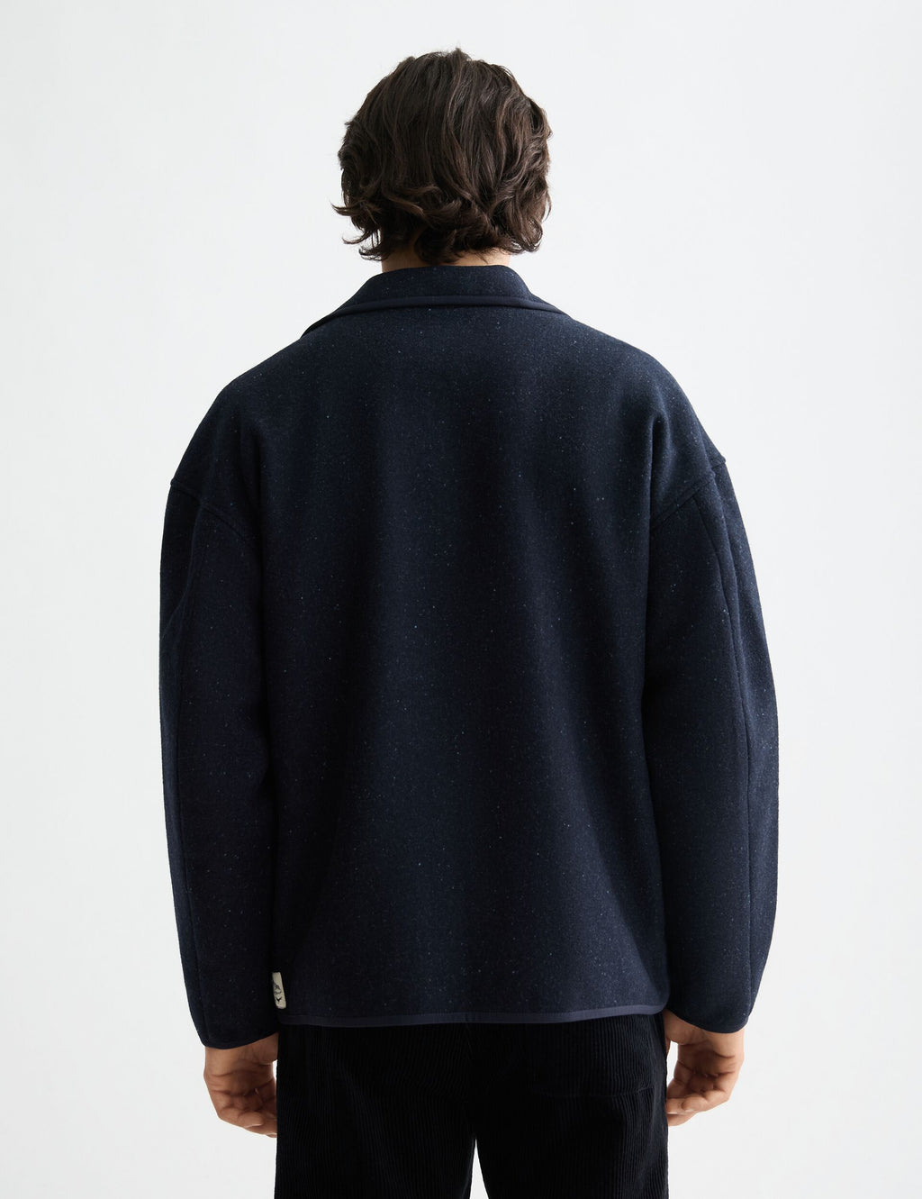 Double-faced wool-blend overshirt