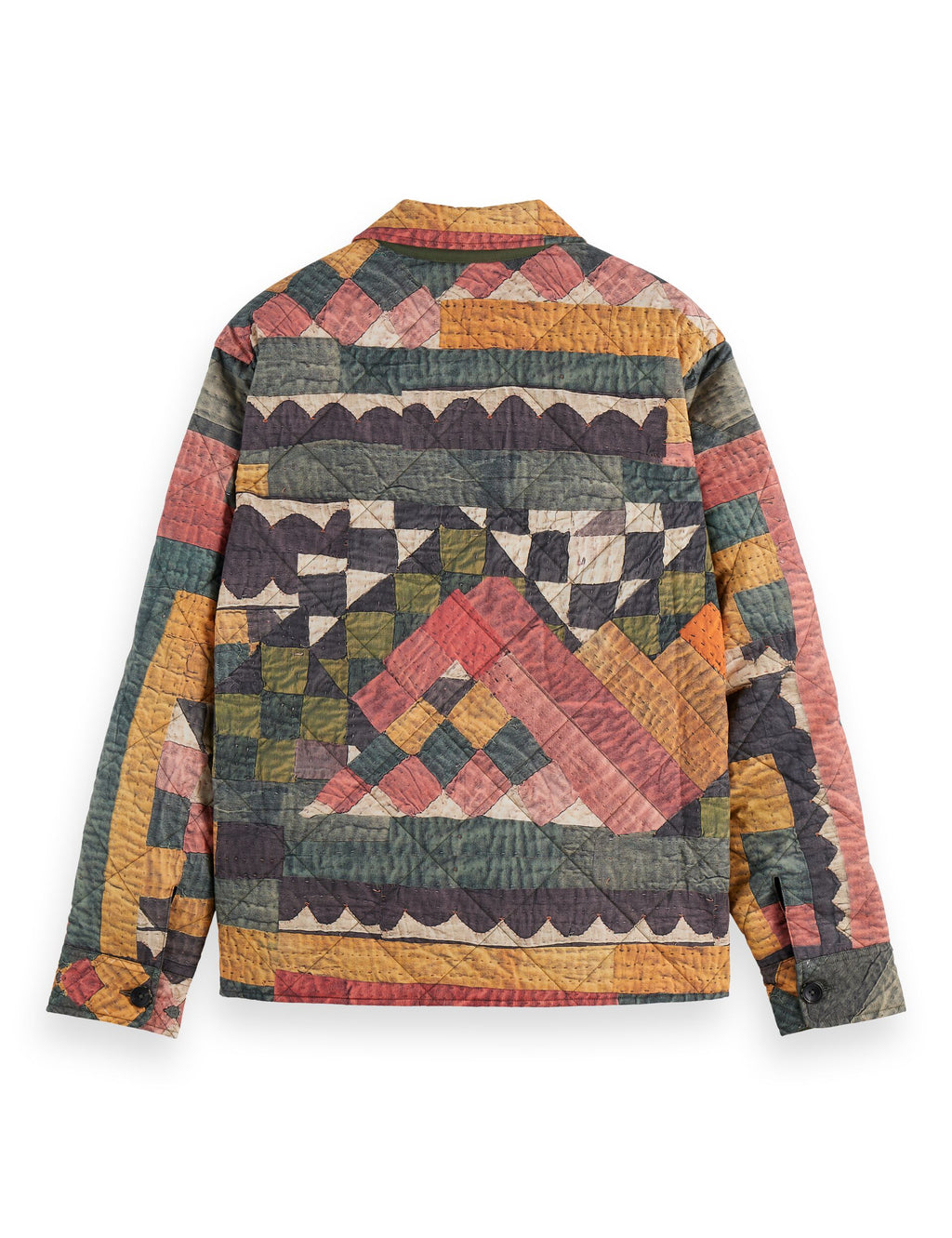 Patchwork mountain print overshirt