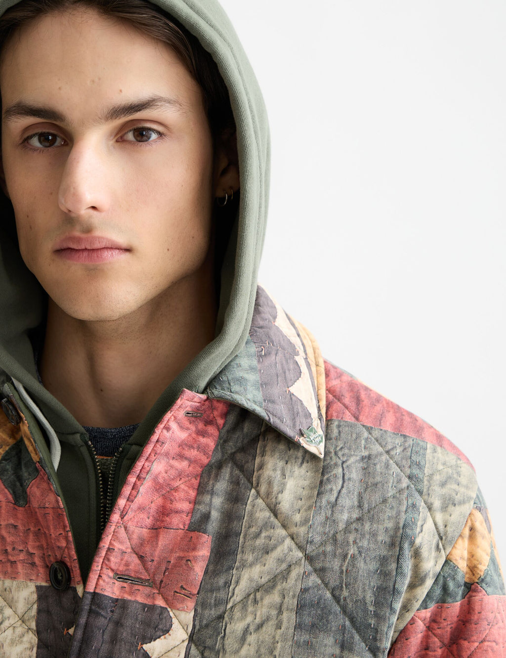 Patchwork mountain print overshirt