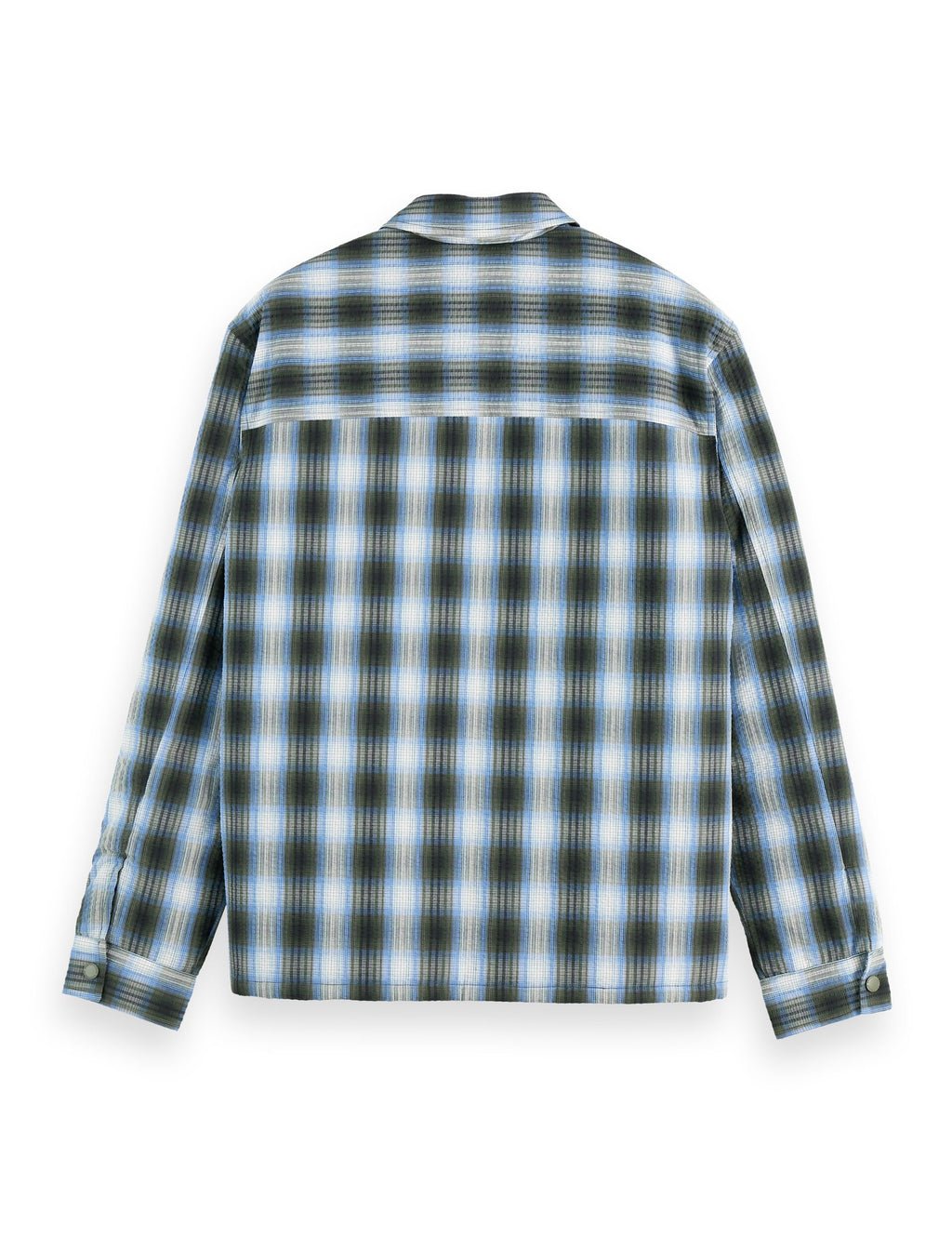 Seersucker check padded overshirt