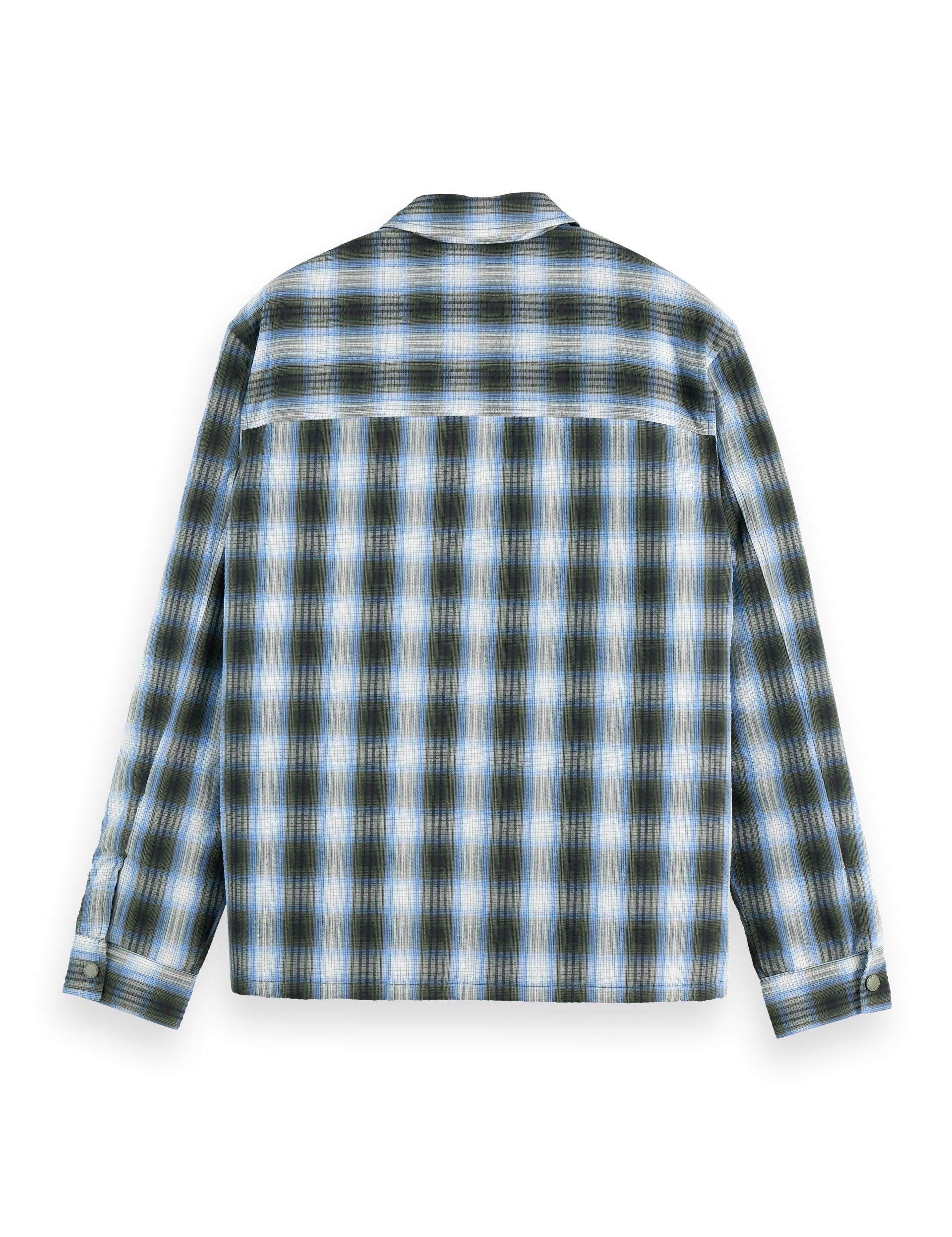 Seersucker check padded overshirt