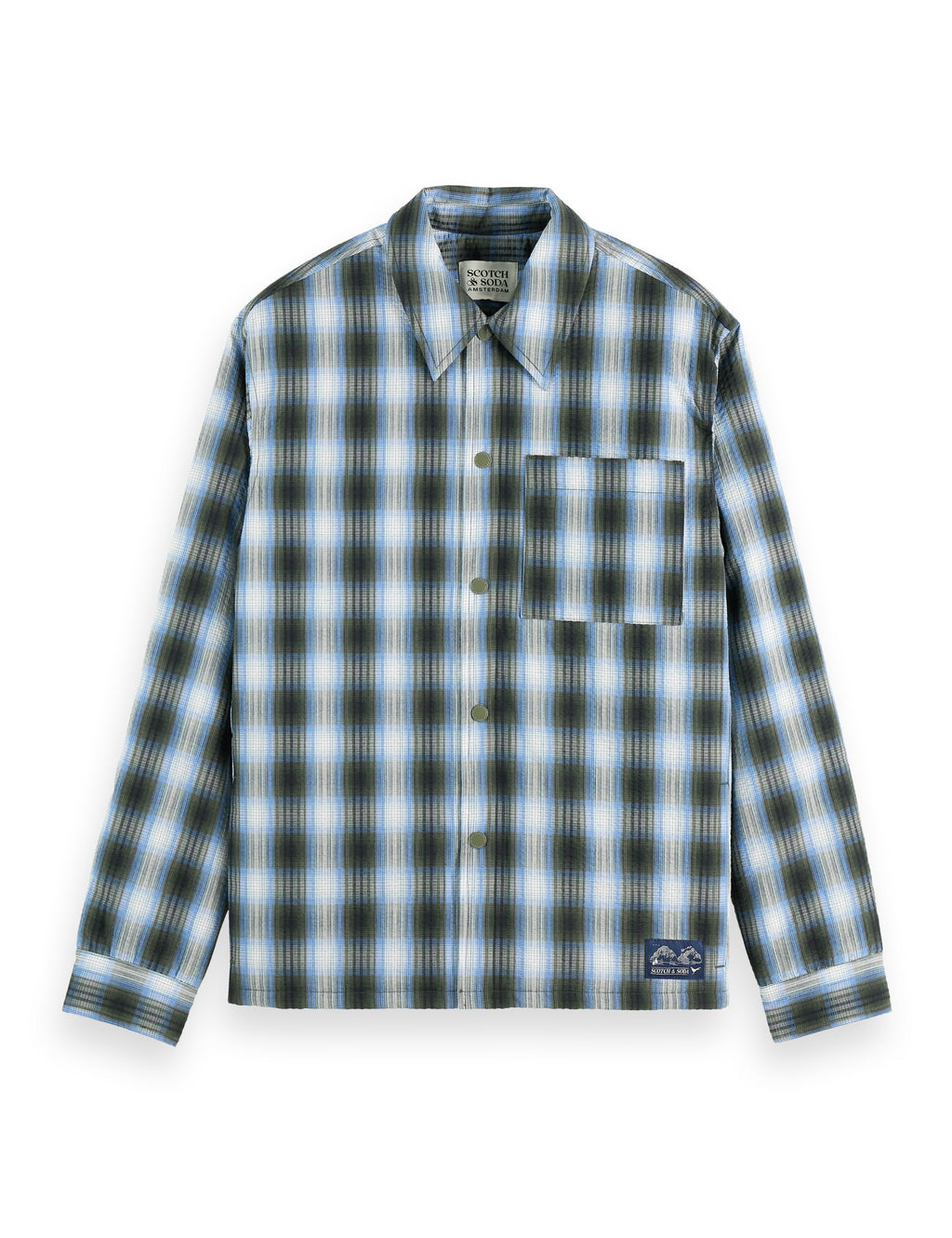 Seersucker check padded overshirt