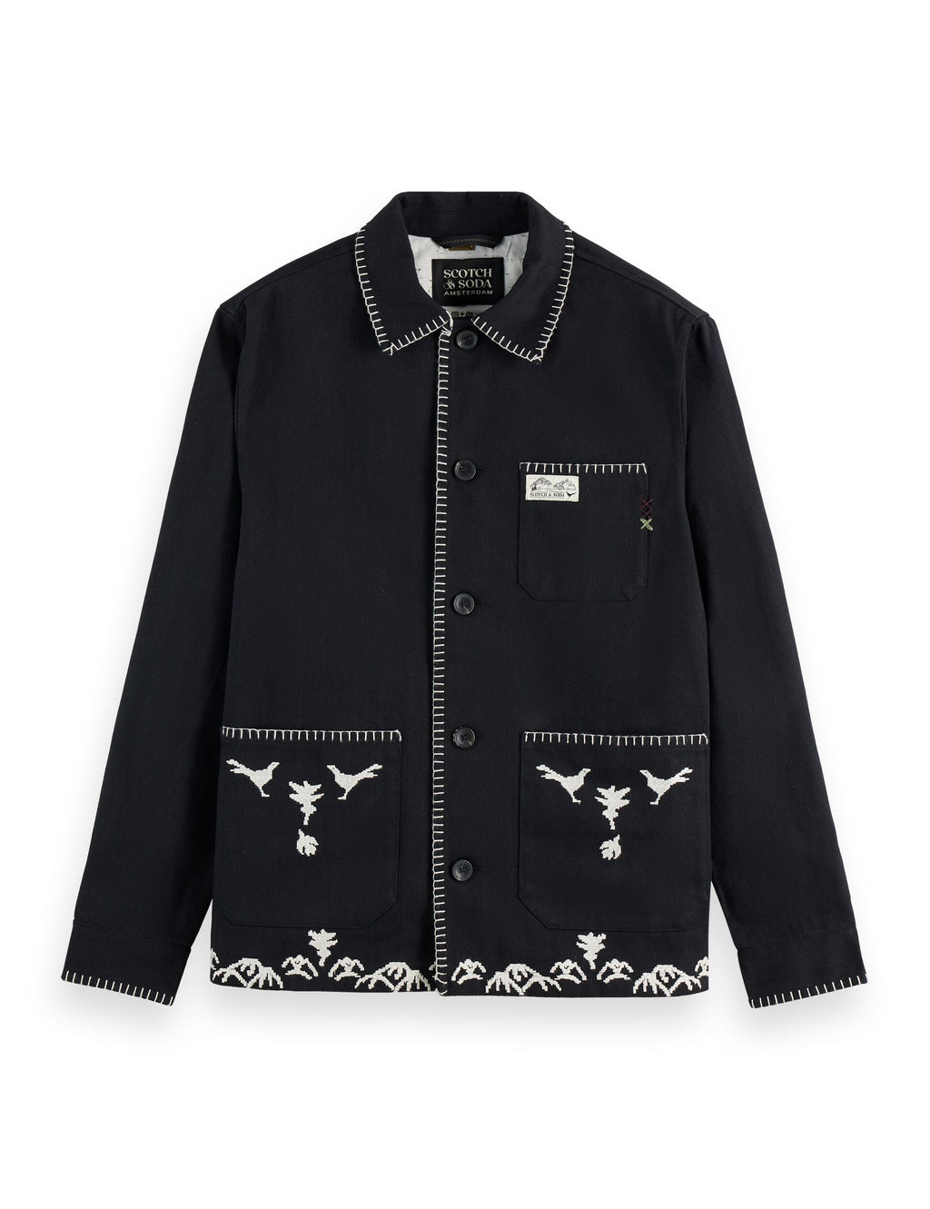 Embroidered cotton-blend worker jacket
