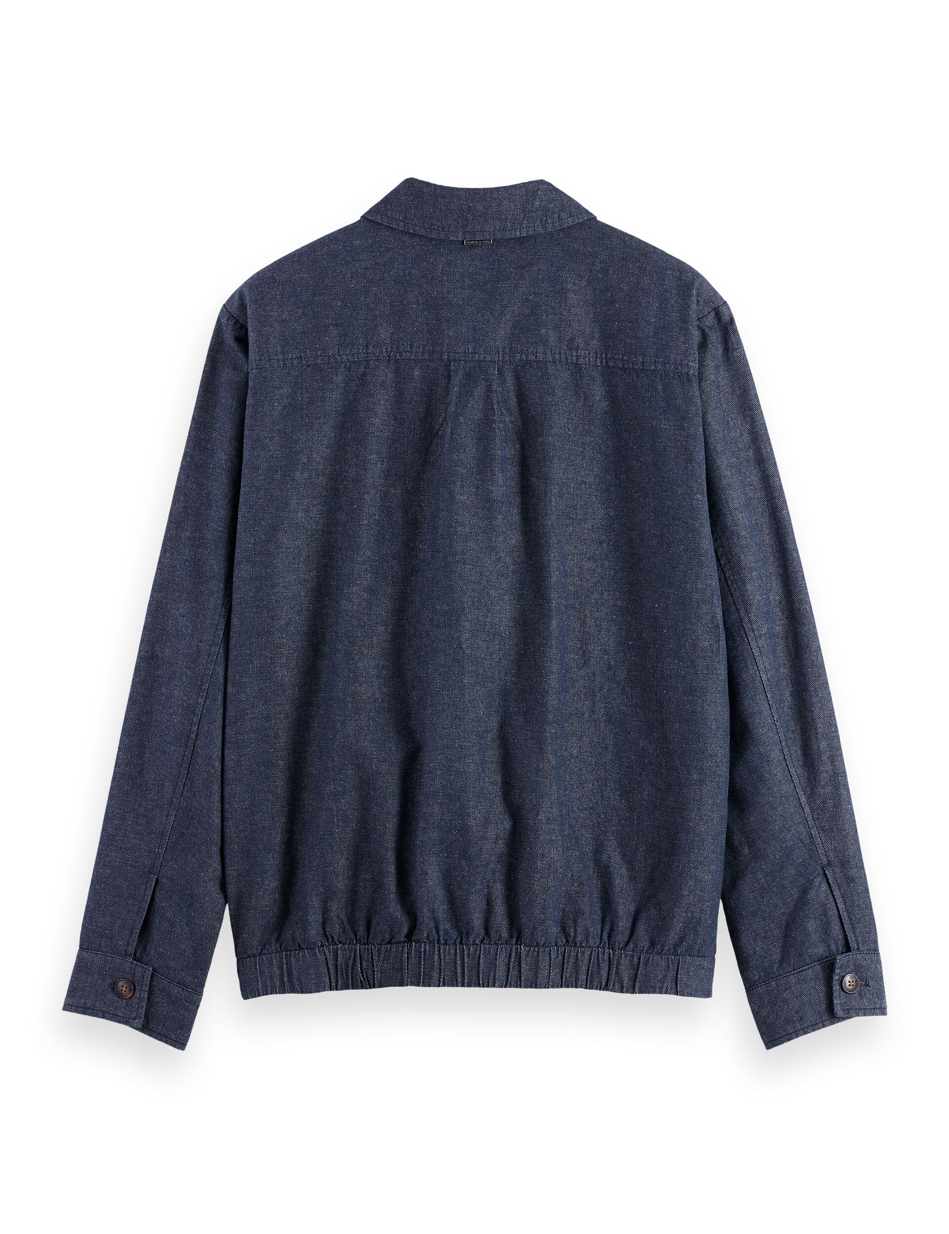 Cotton linen zip-thru twill blouson