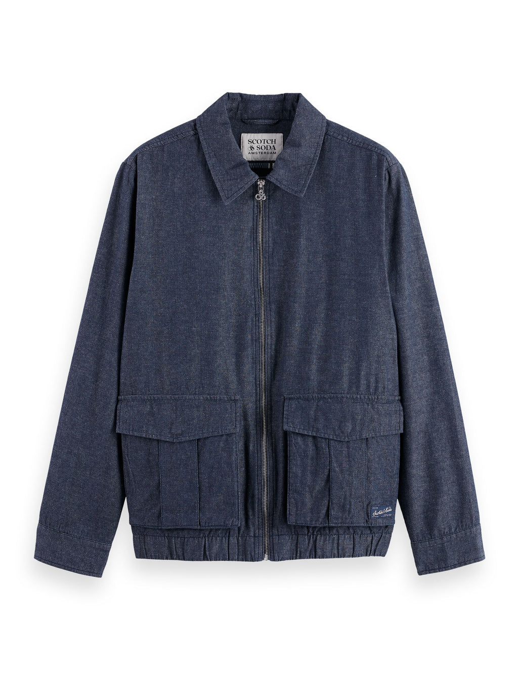 Cotton linen zip-thru twill blouson