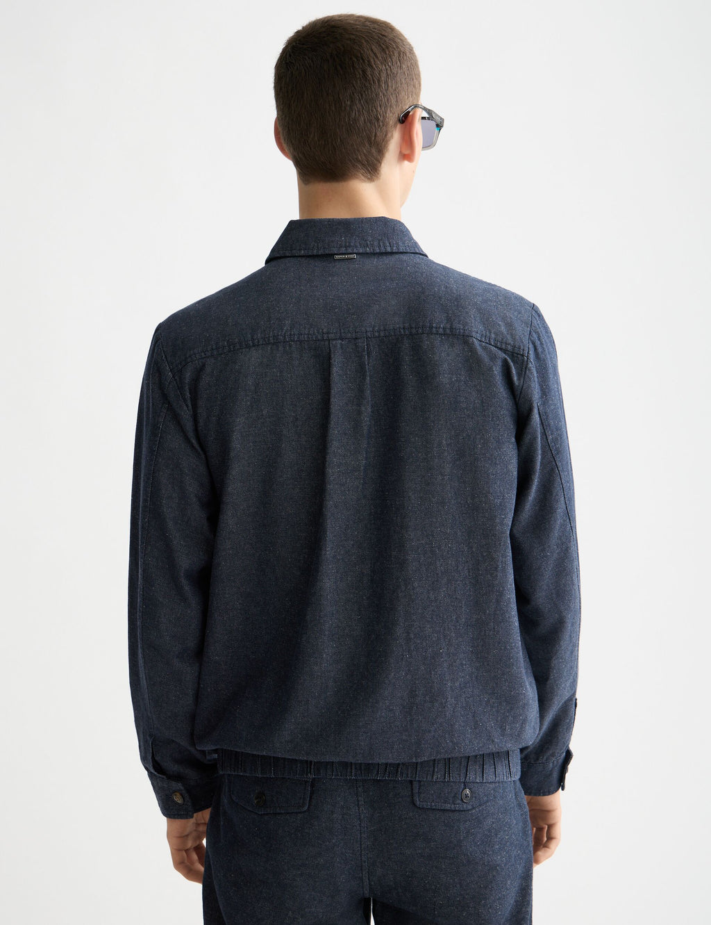 Cotton linen zip-thru twill blouson