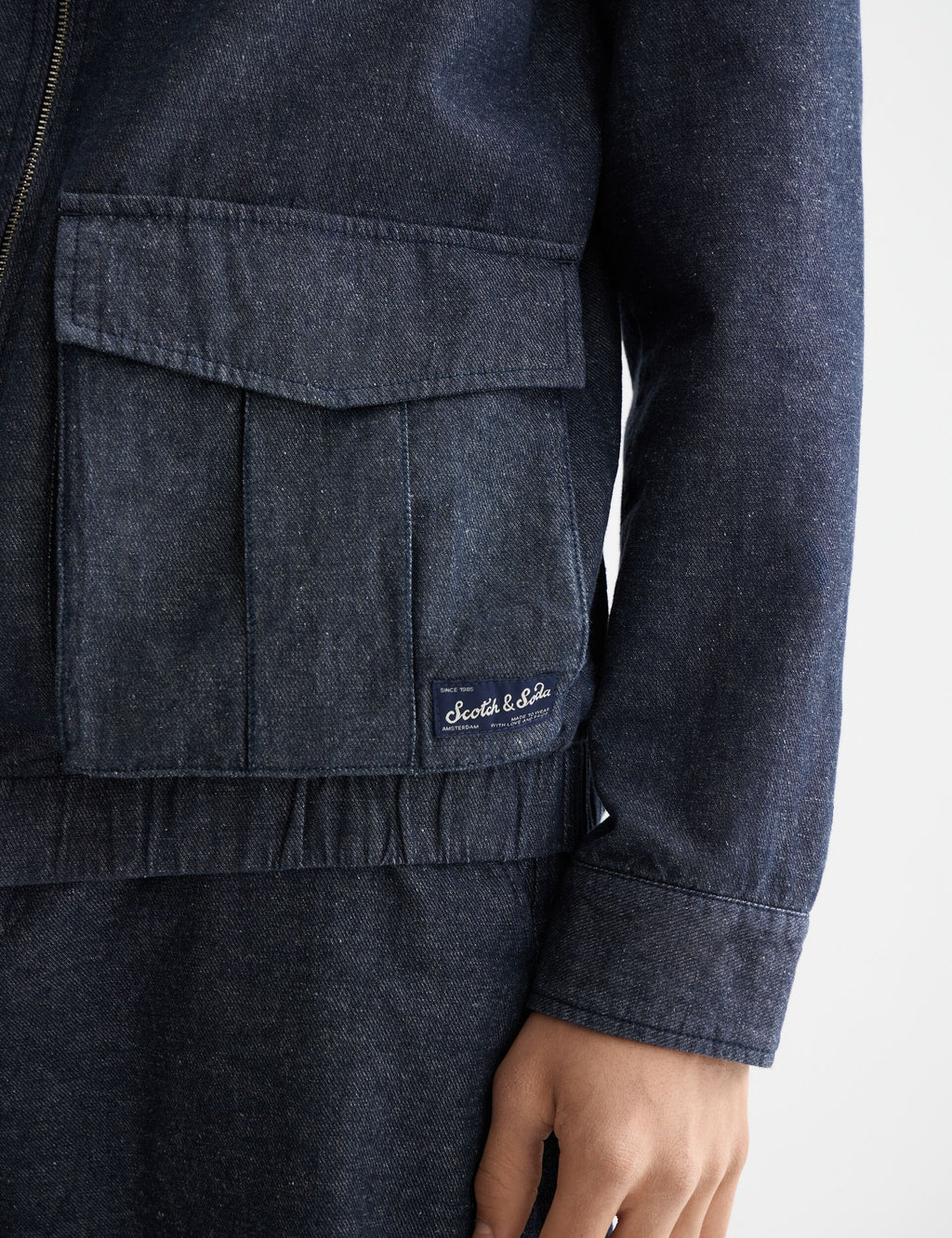 Cotton linen zip-thru twill blouson