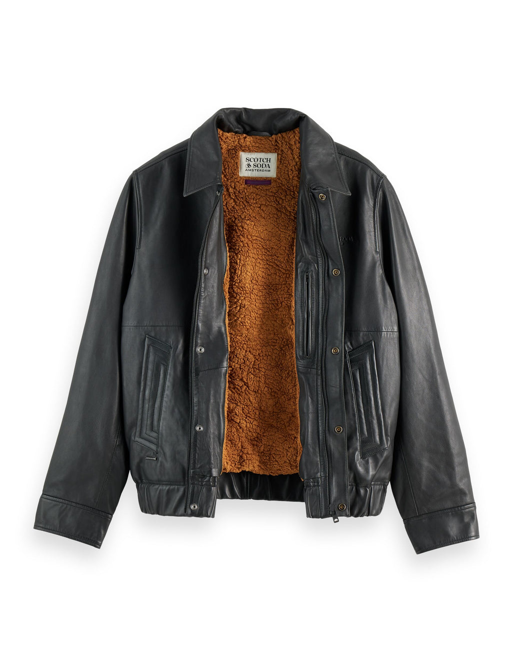 Boxy leather blouson