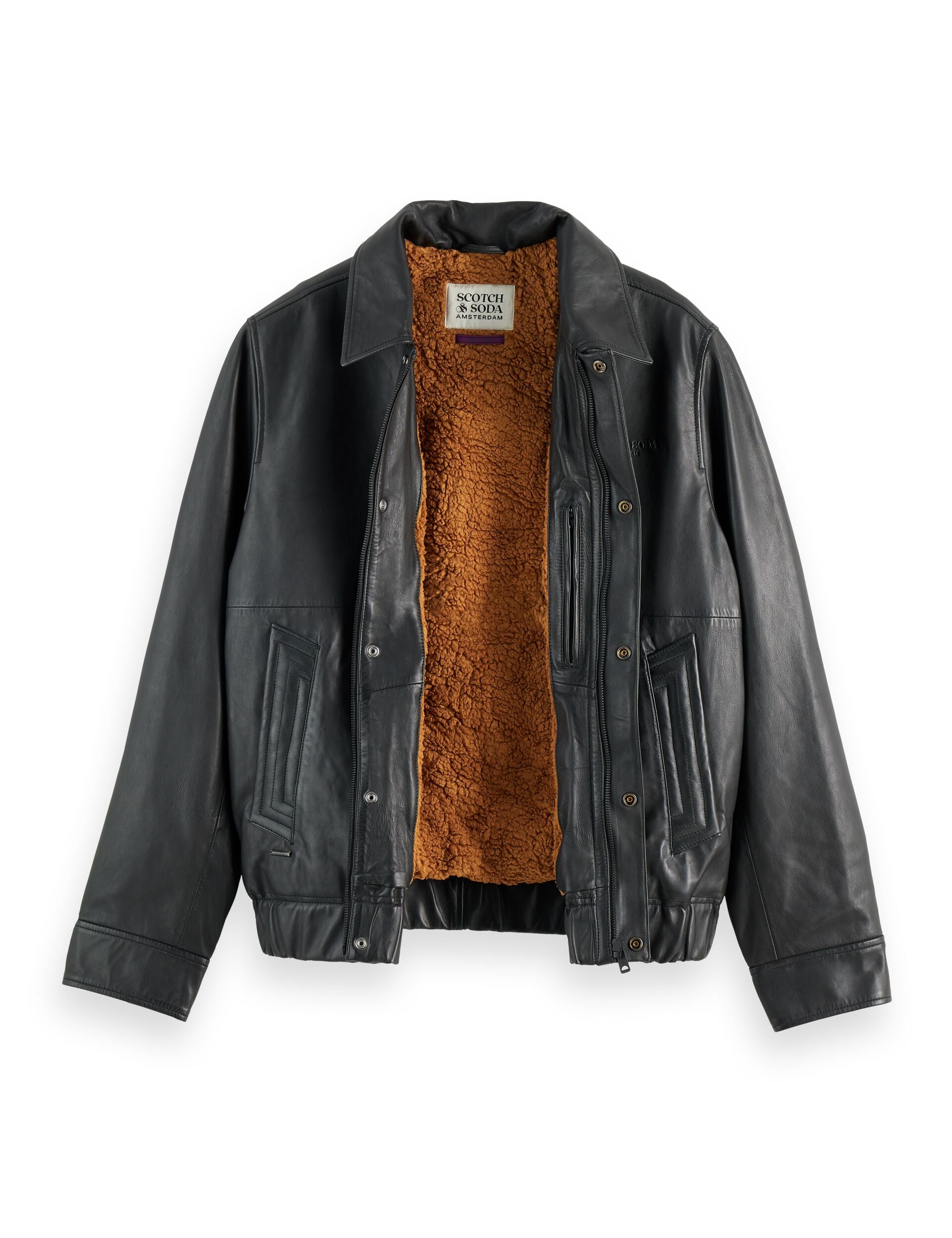 Boxy leather blouson
