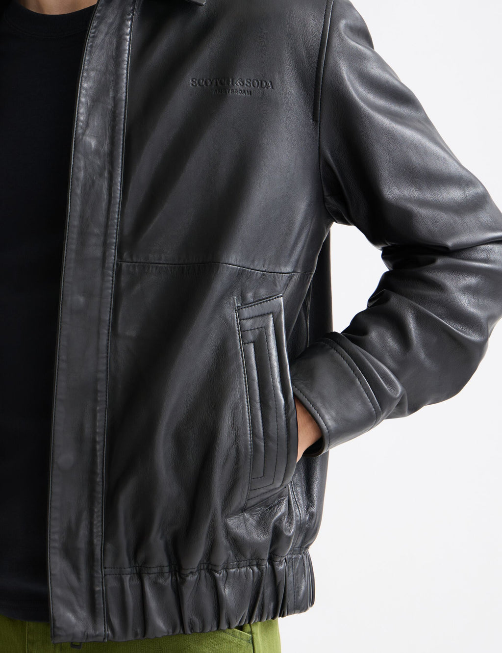 Boxy leather blouson