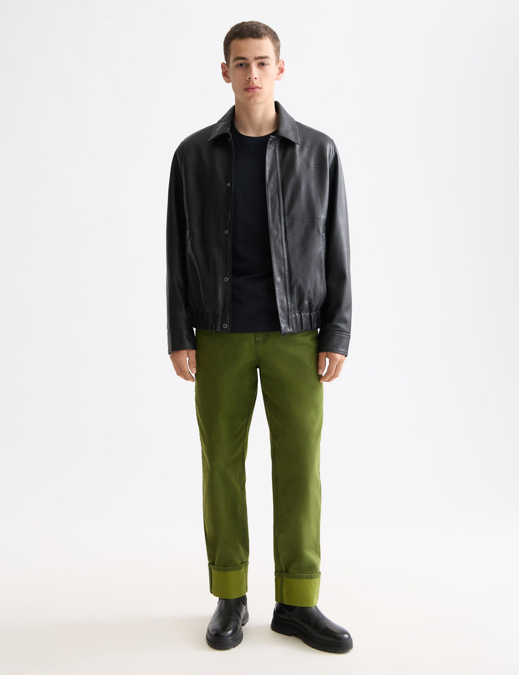 Boxy leather blouson