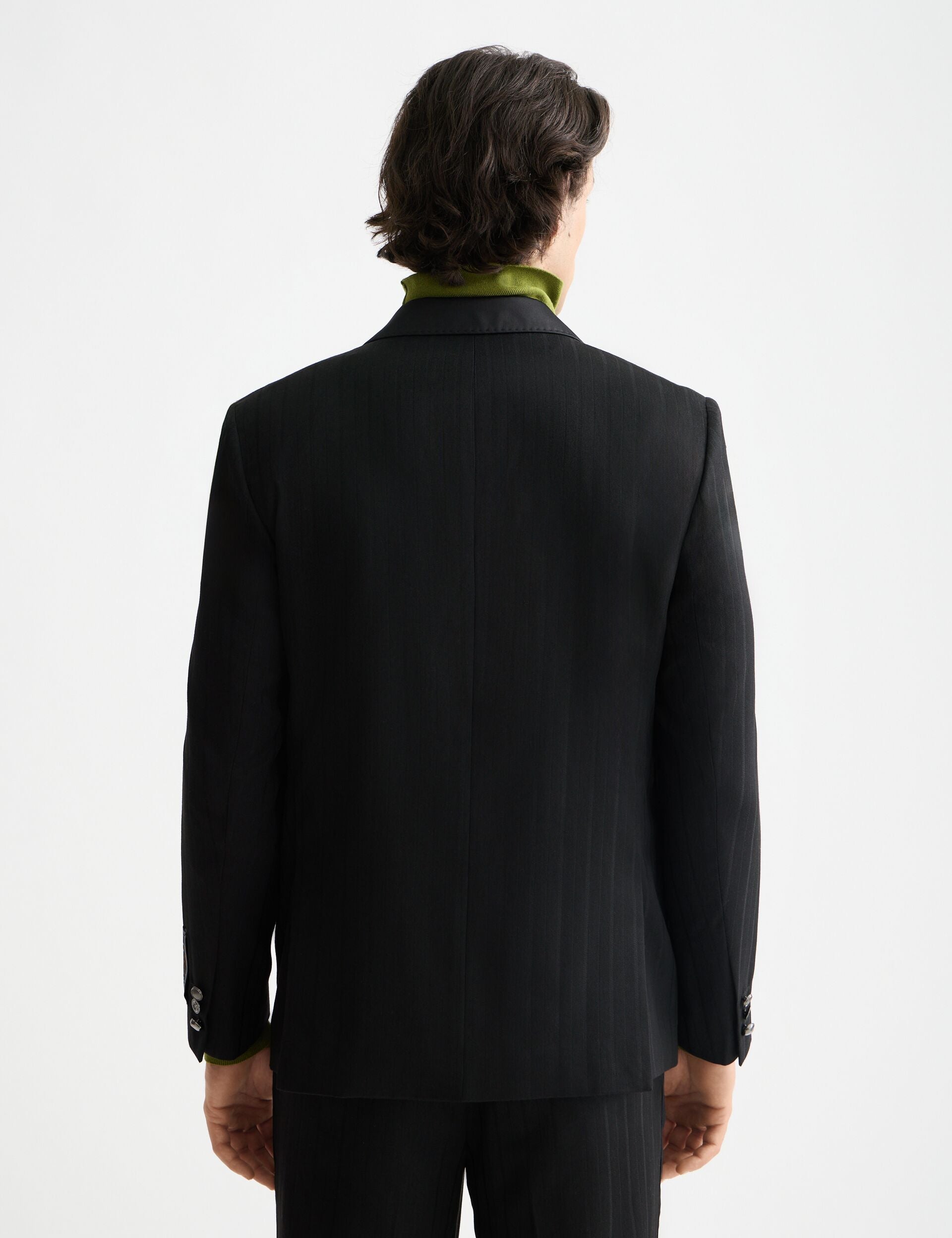 Festive double-breasted structured stripe relaxed fit blazer