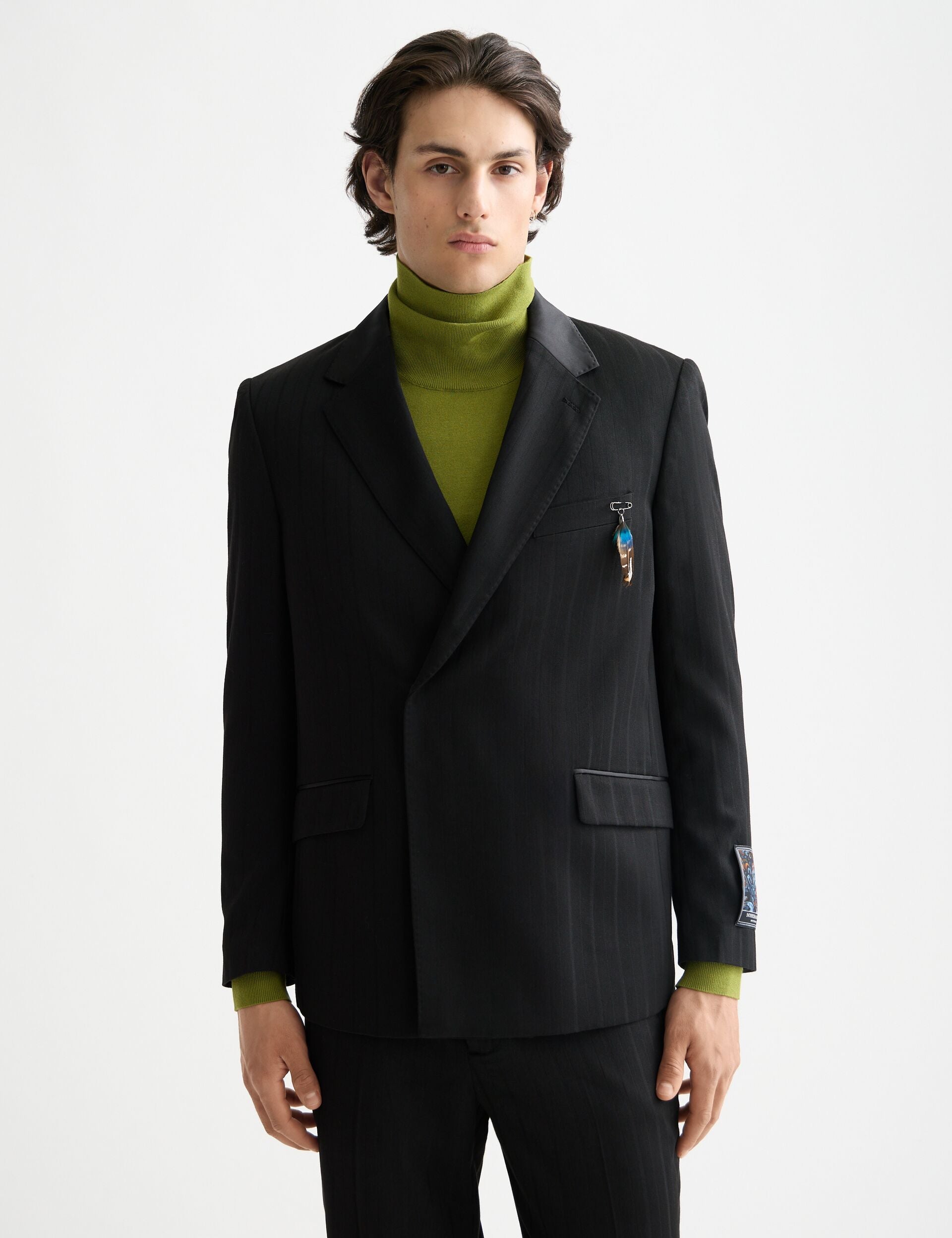 Festive double-breasted structured stripe relaxed fit blazer