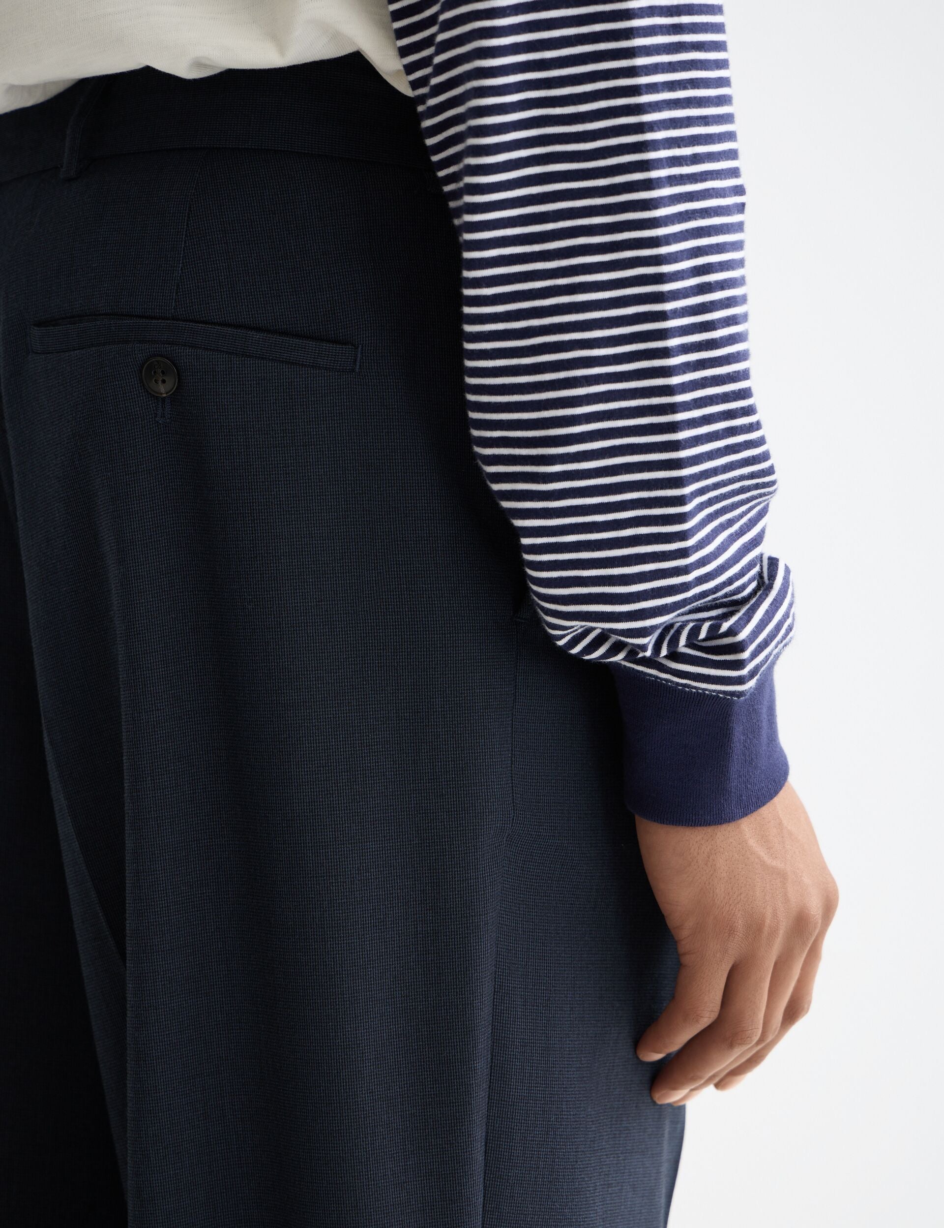 Yarn-dyed cool wool-blend baggy fit chino