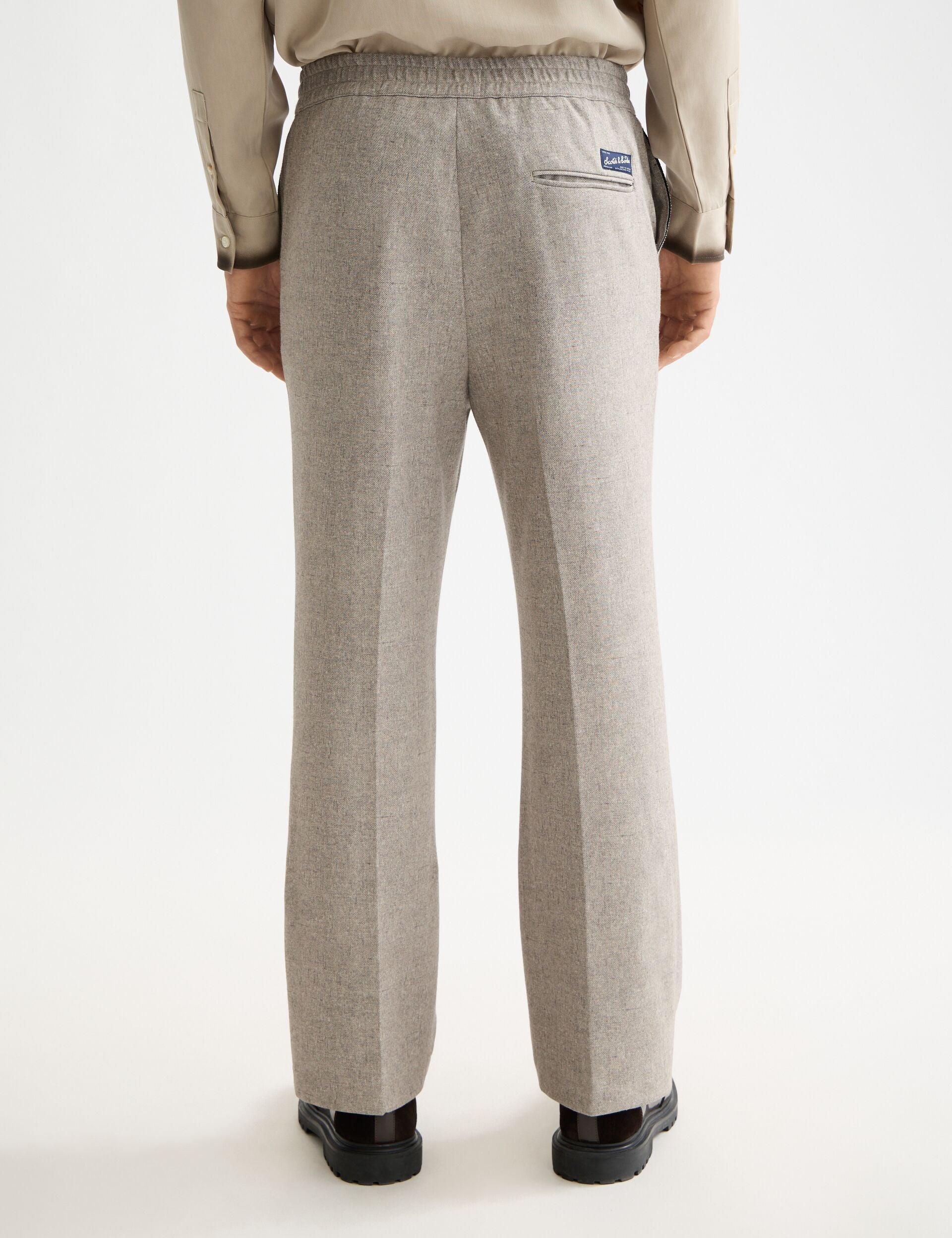 Tailored melange-jersey relaxed straight fit jogger