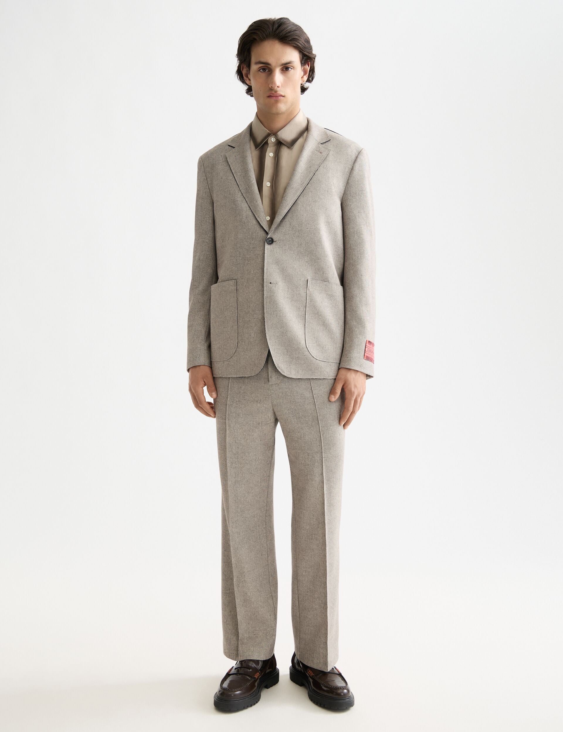 Tailored melange-jersey relaxed straight fit jogger