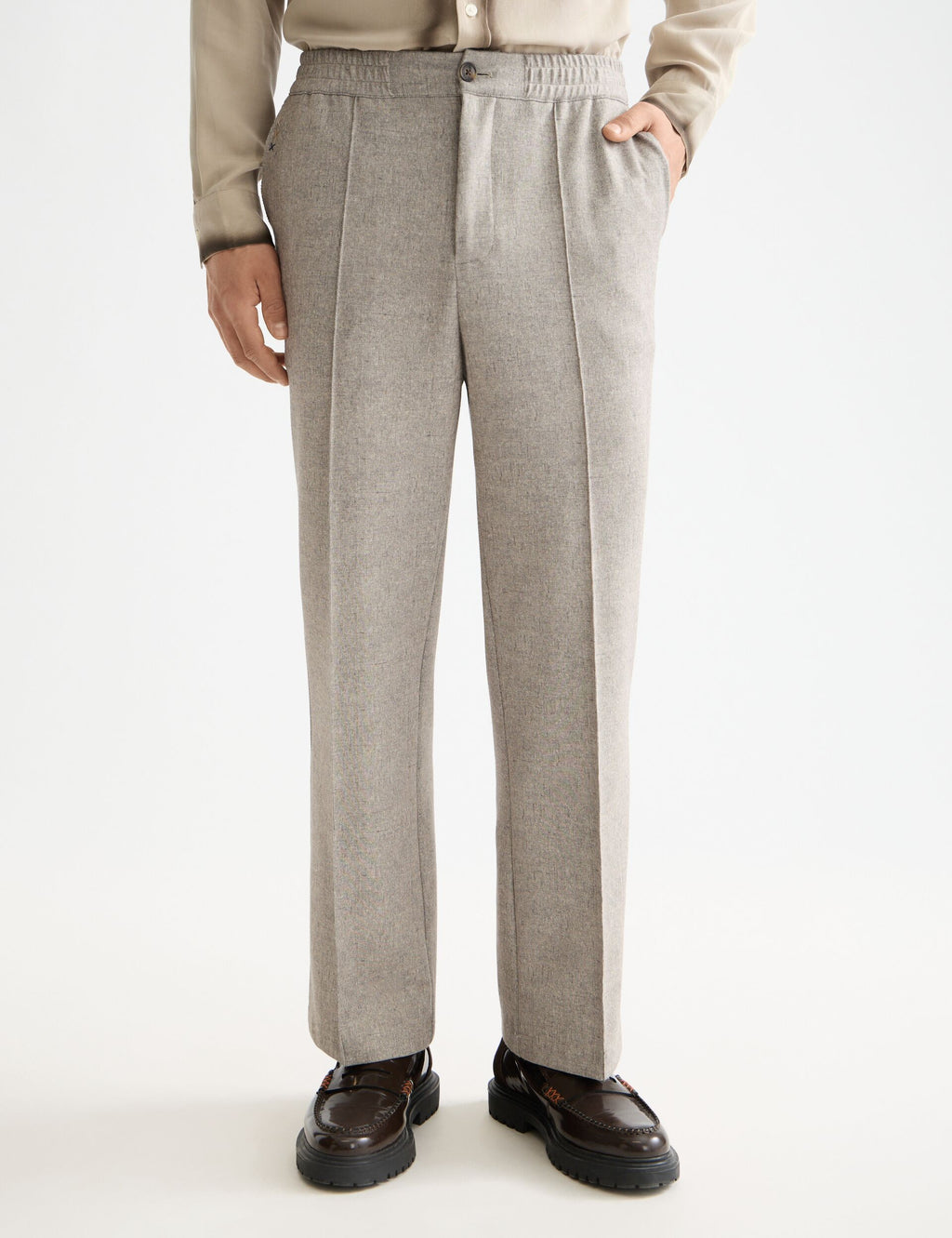 Tailored melange-jersey relaxed straight fit jogger