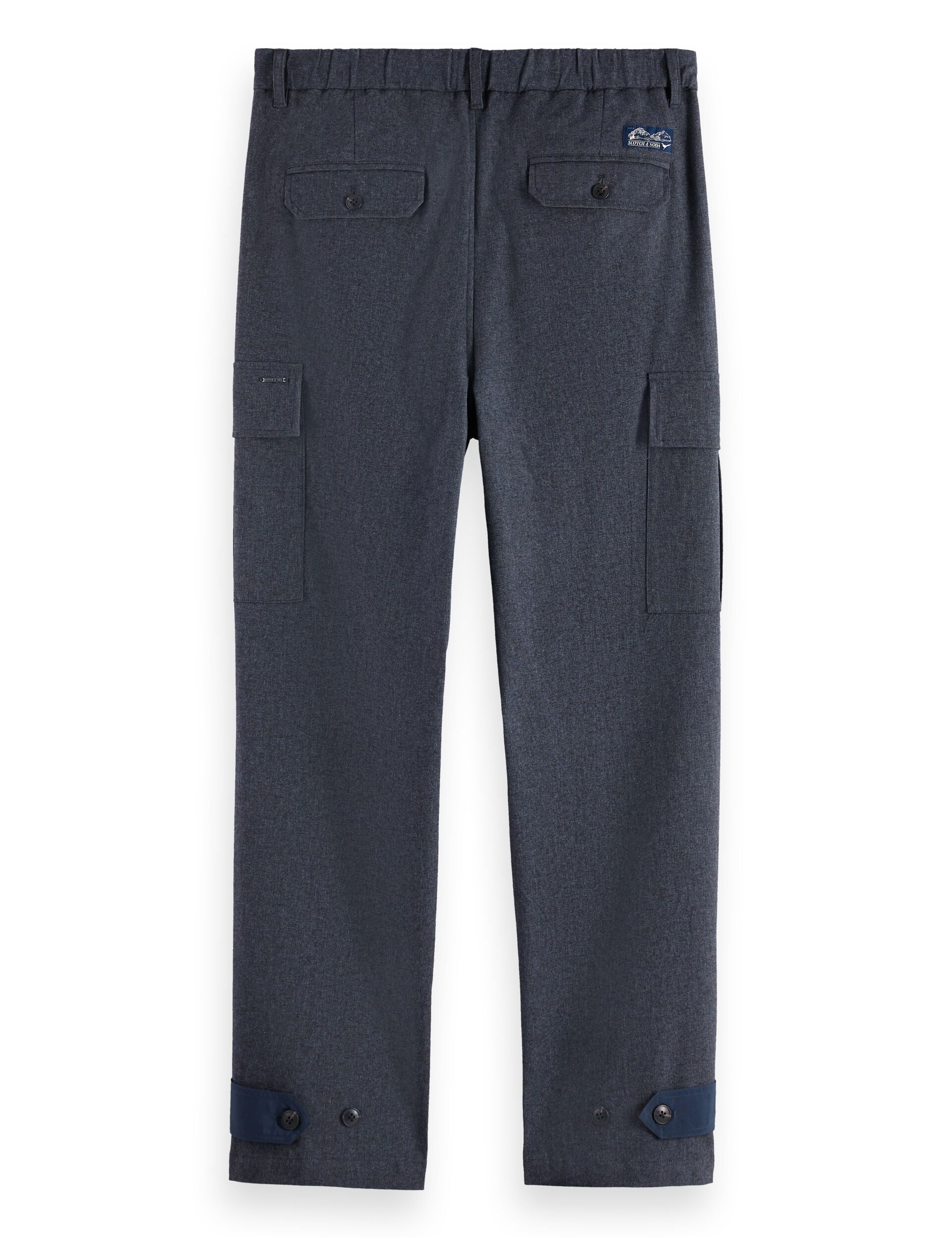 Melange cotton-blend relaxed straight fit cargo