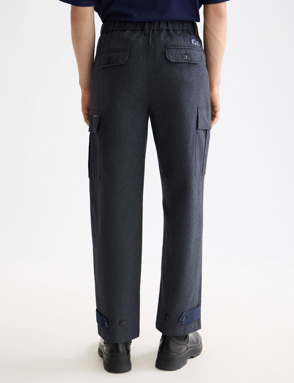 Melange cotton-blend relaxed straight fit cargo