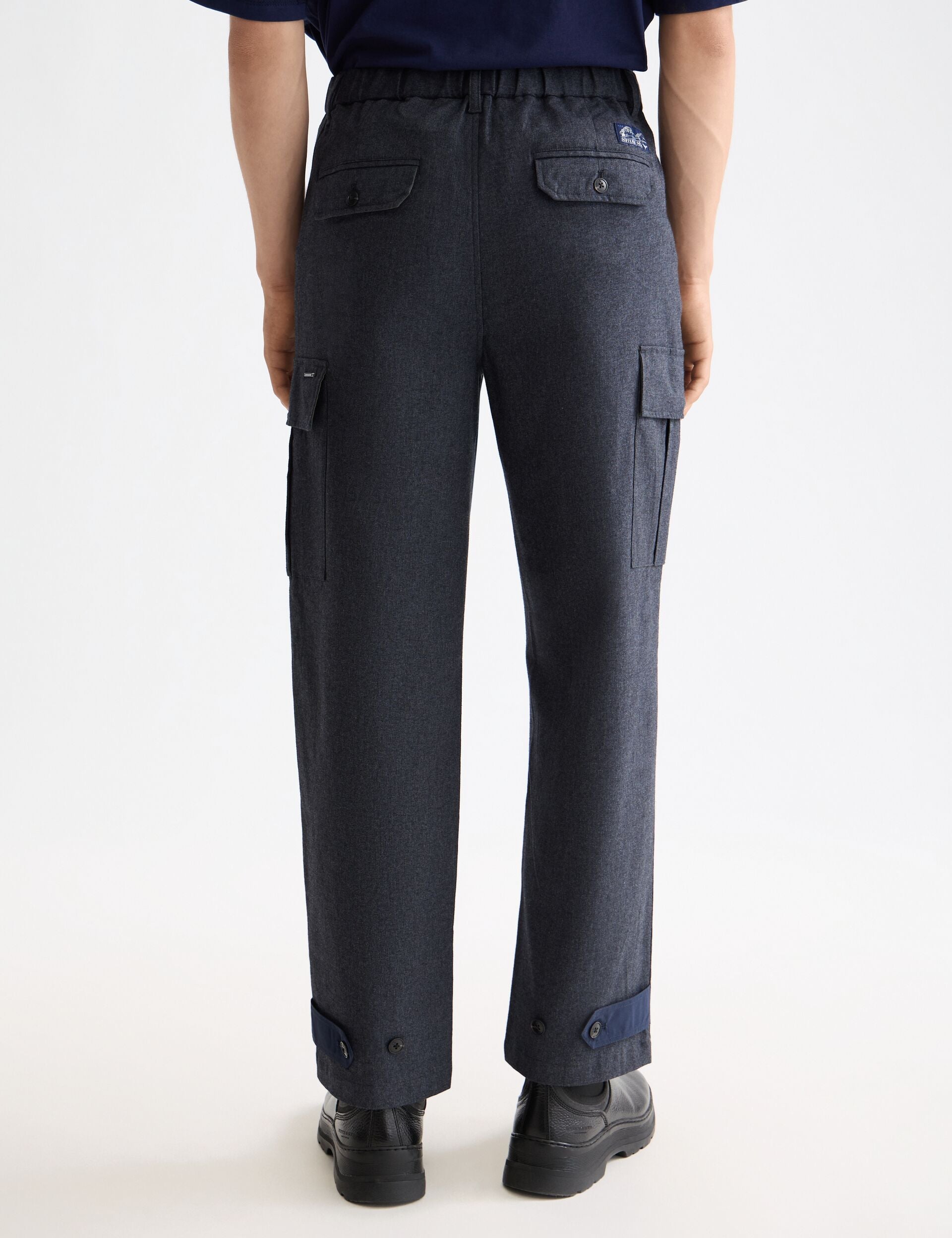 Melange cotton-blend relaxed straight fit cargo