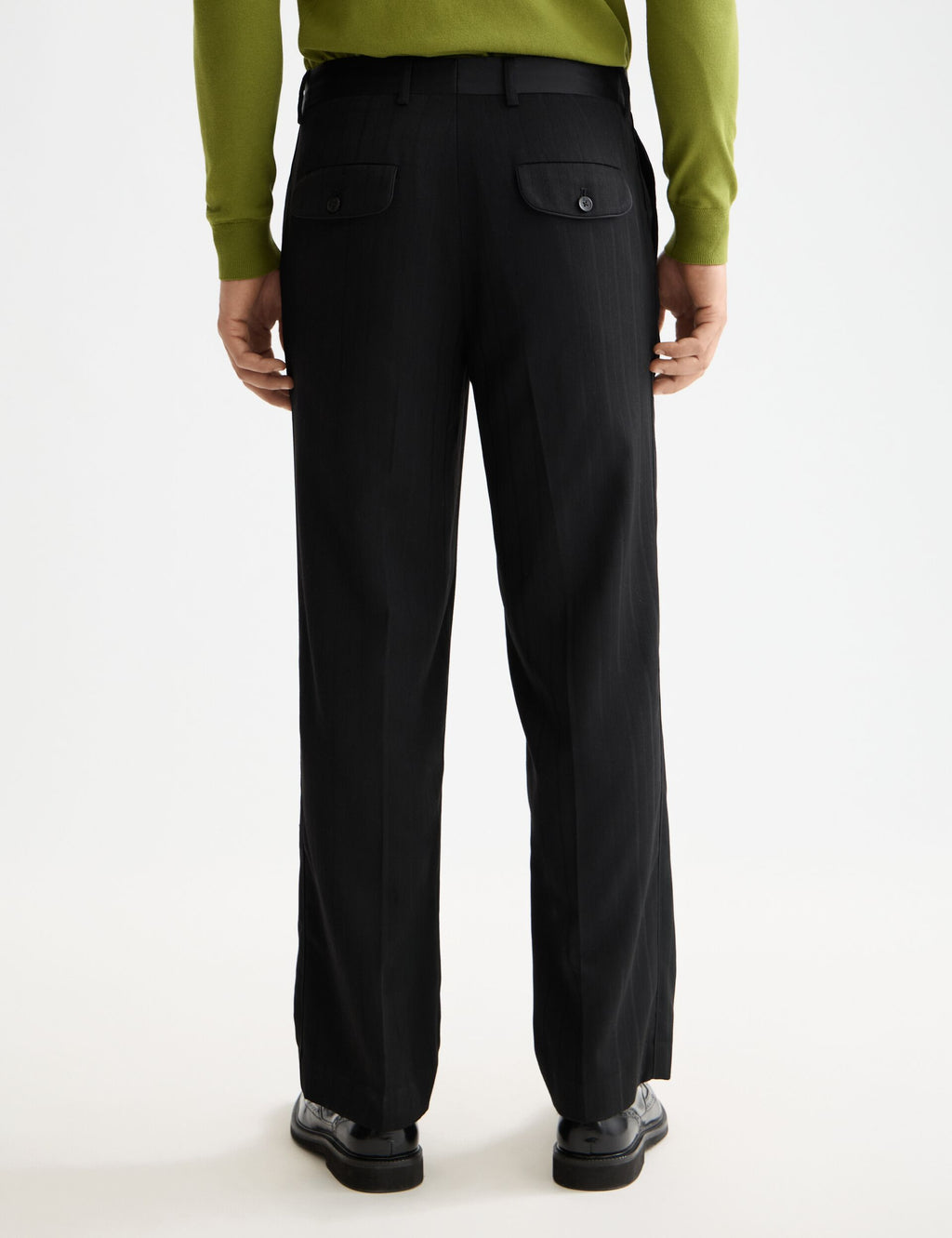 Otis- sateen-trimmed structure stripe relaxed straight chino
