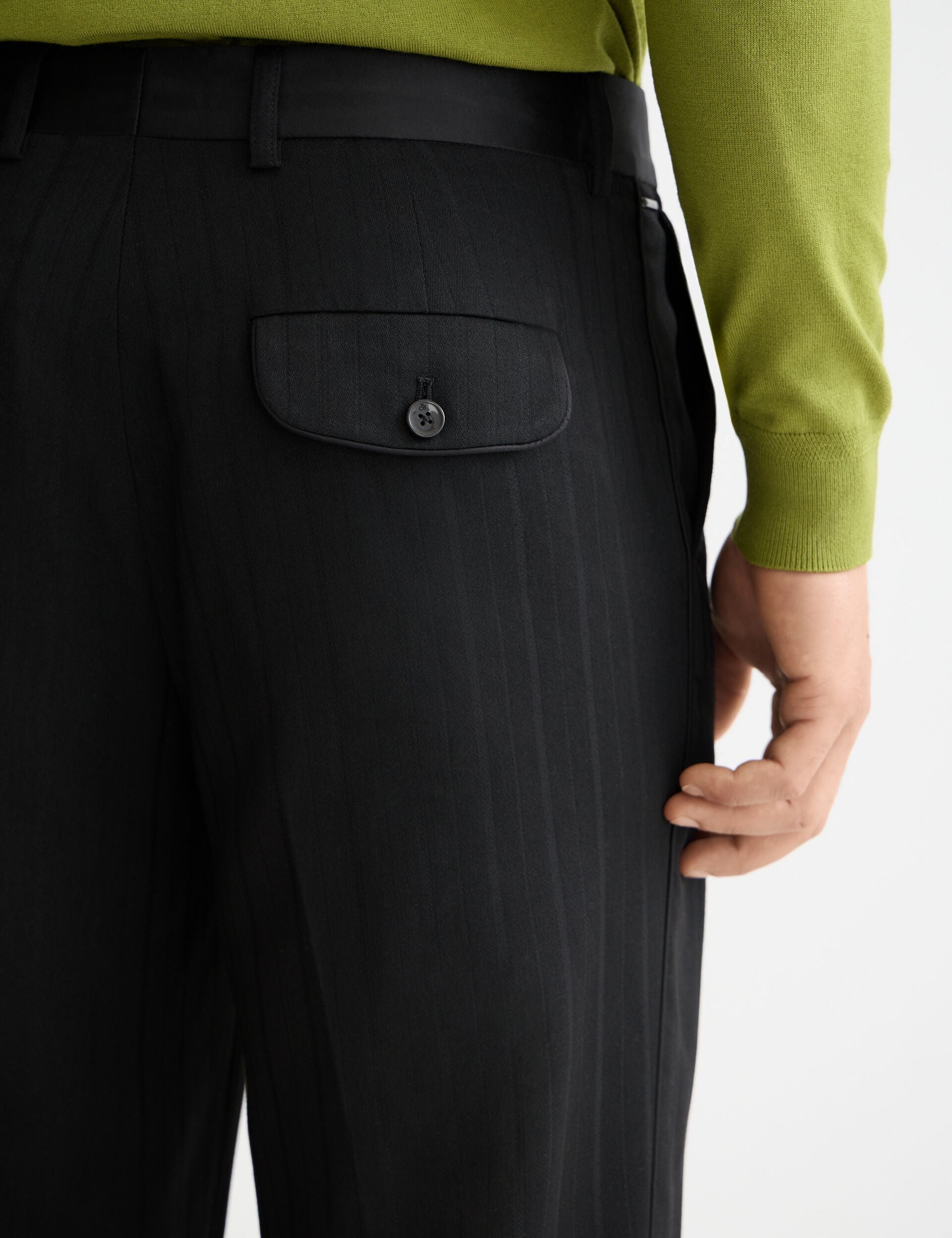 Otis- sateen-trimmed structure stripe relaxed straight chino