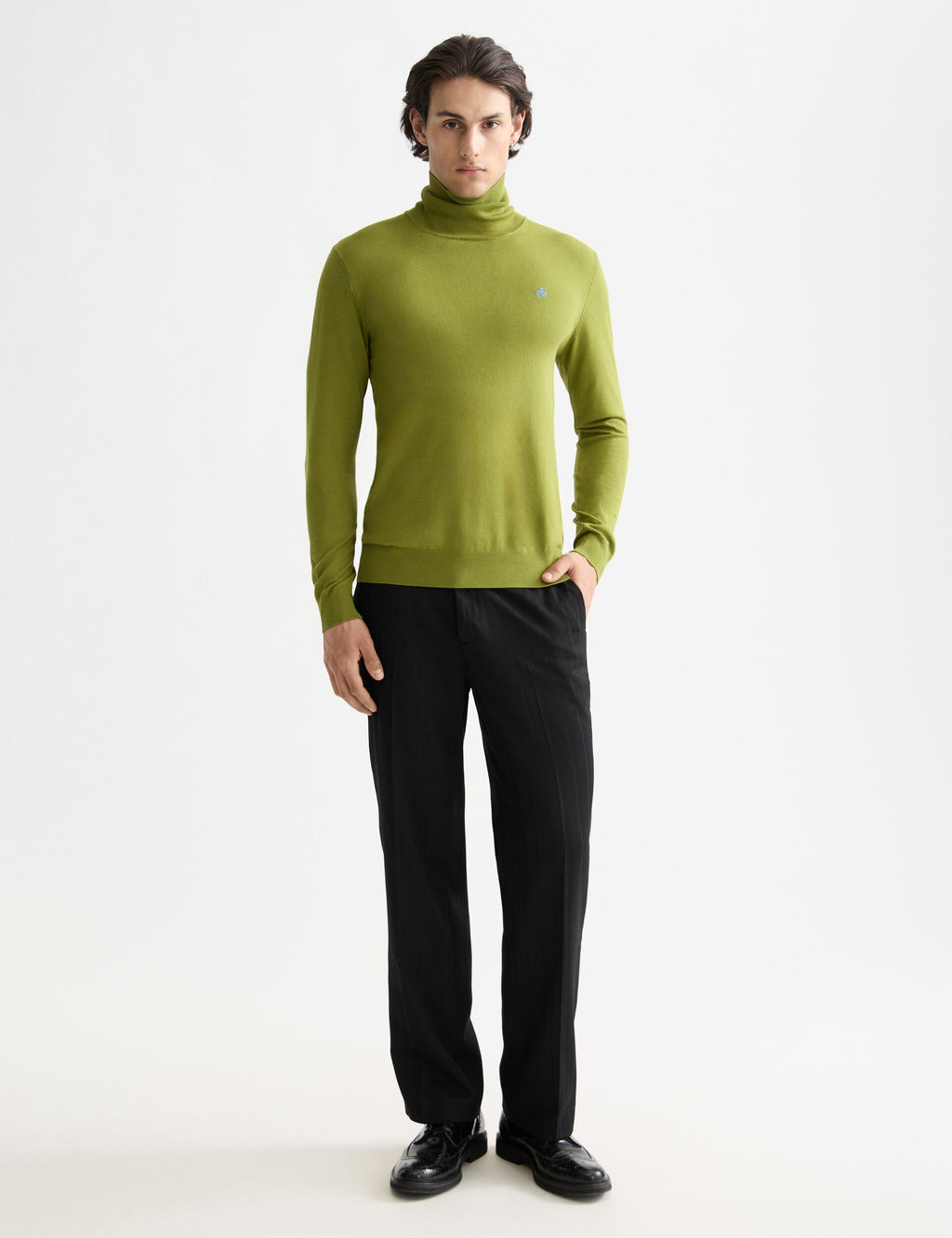 Otis- sateen-trimmed structure stripe relaxed straight chino