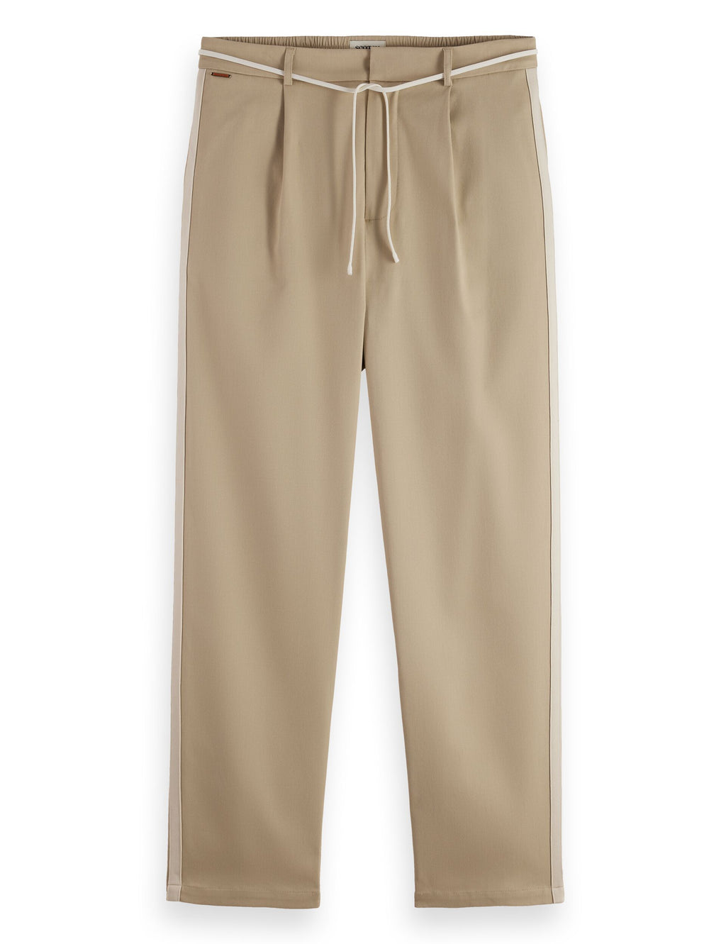 Tape-trimmed twill jersey pleated relaxed straight jogger